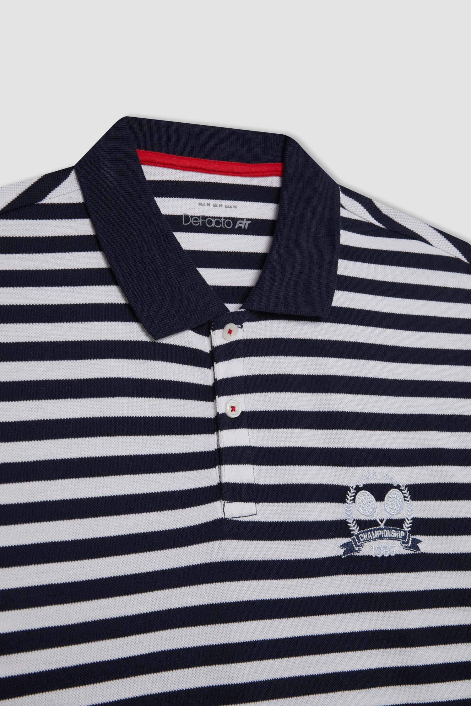 DeFactoFit Standard Fit Polo Neck Embroidered Polo T-Shirt