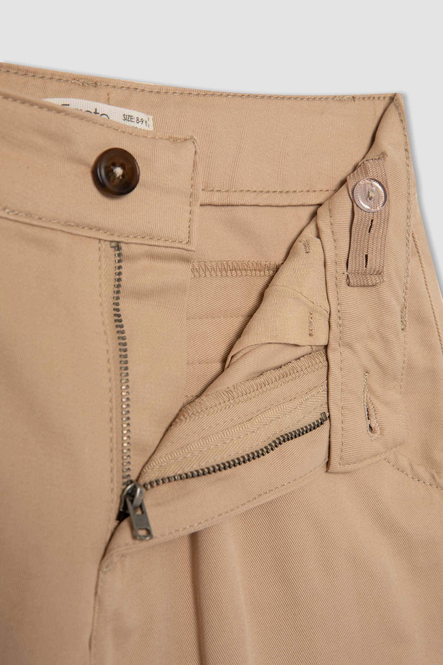 Girl Barrel Fit Wide Leg Cotton Belted Trousers