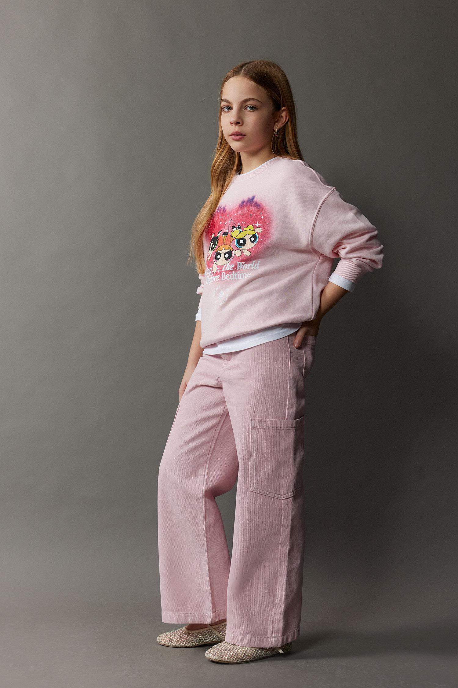 Kız Çocuk Wide Leg Kargo Geniş Paça Jean Pantolon