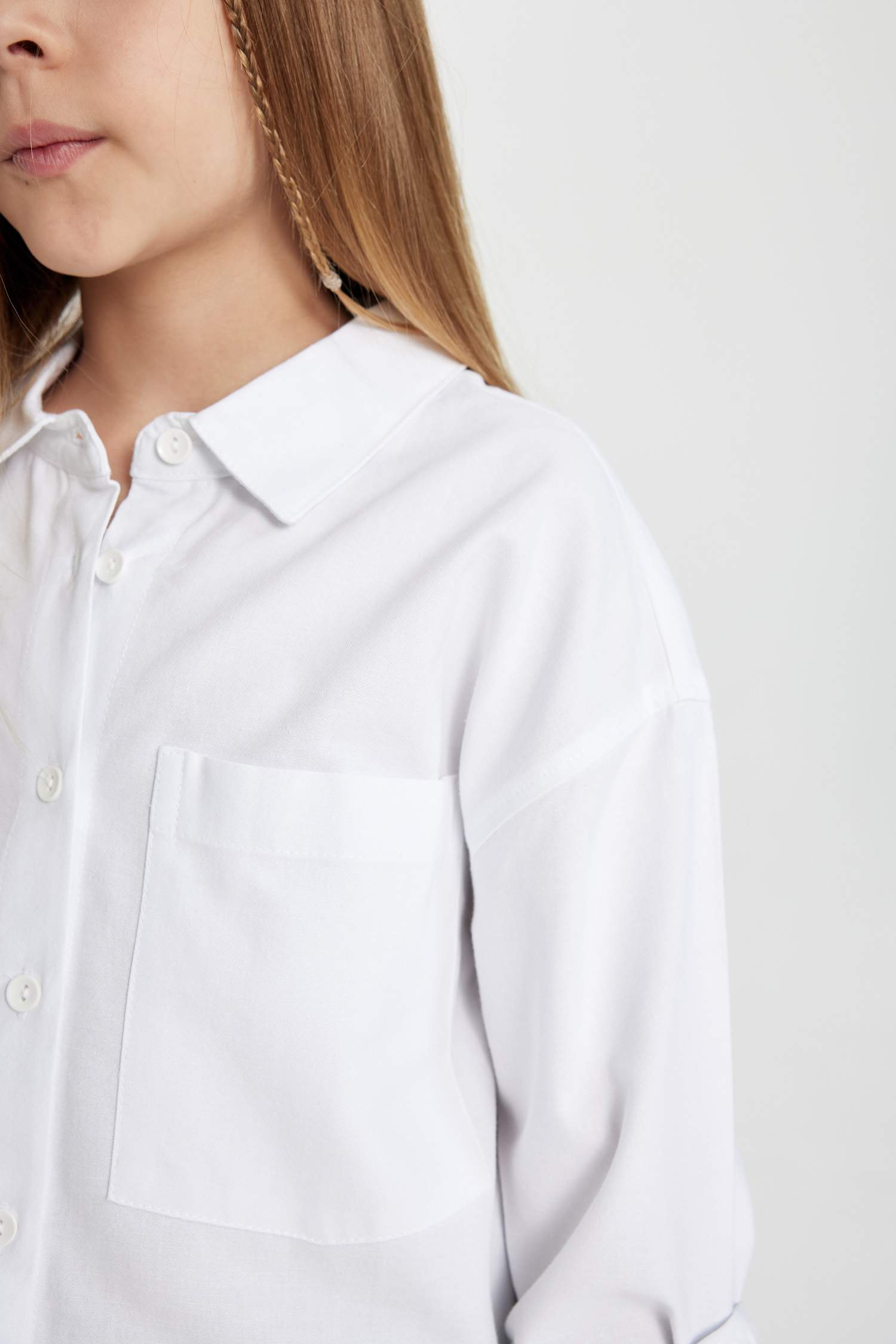 Chemise Oversize Oxford à Manches Longues Pour Fille