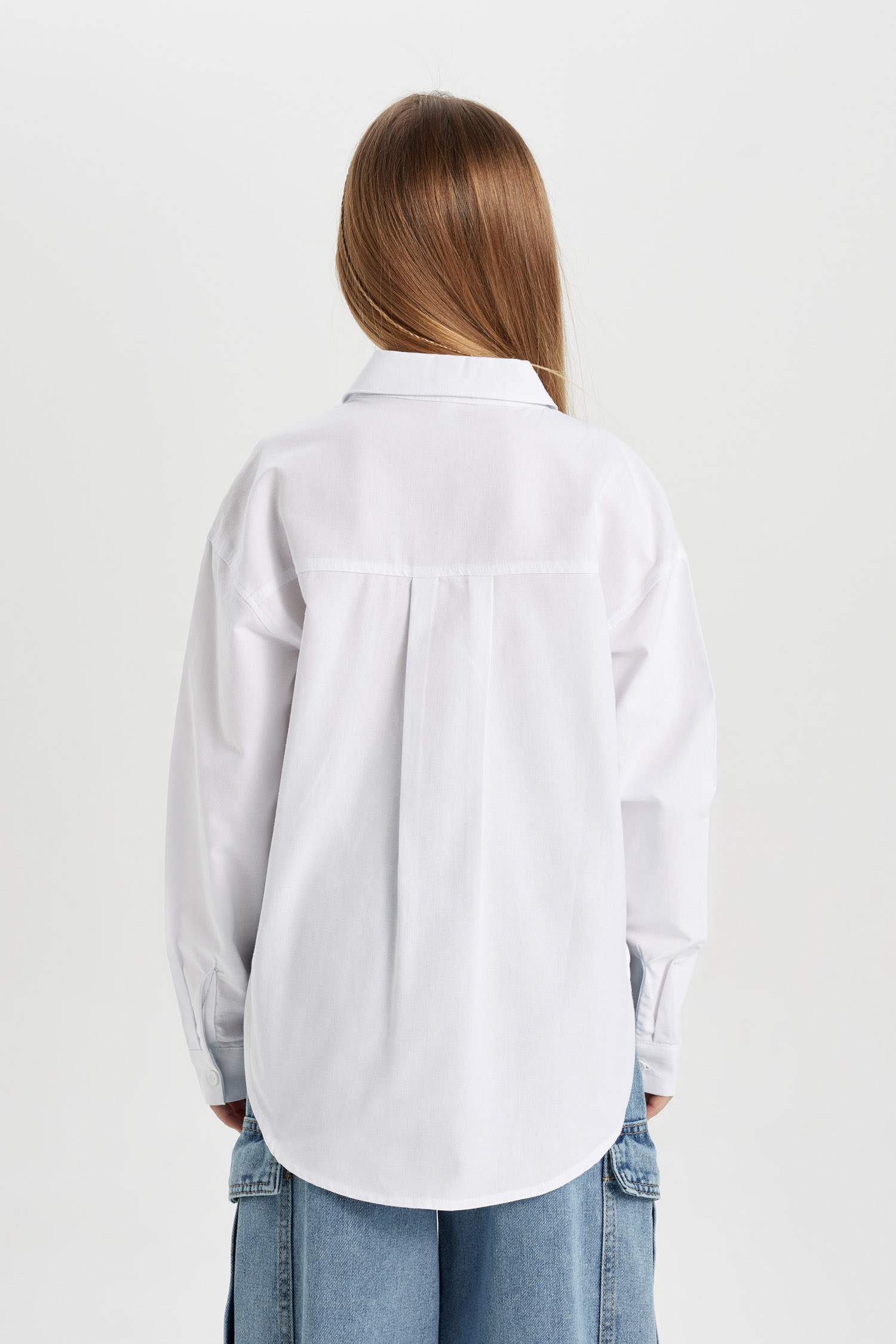 Chemise Oversize Oxford à Manches Longues Pour Fille