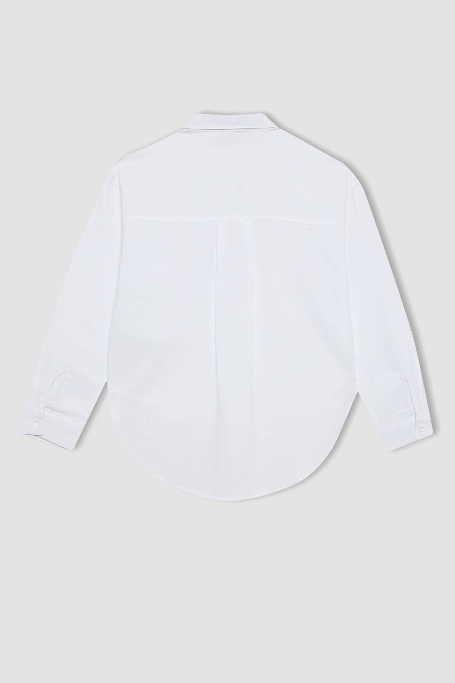 Chemise Oversize Oxford à Manches Longues Pour Fille