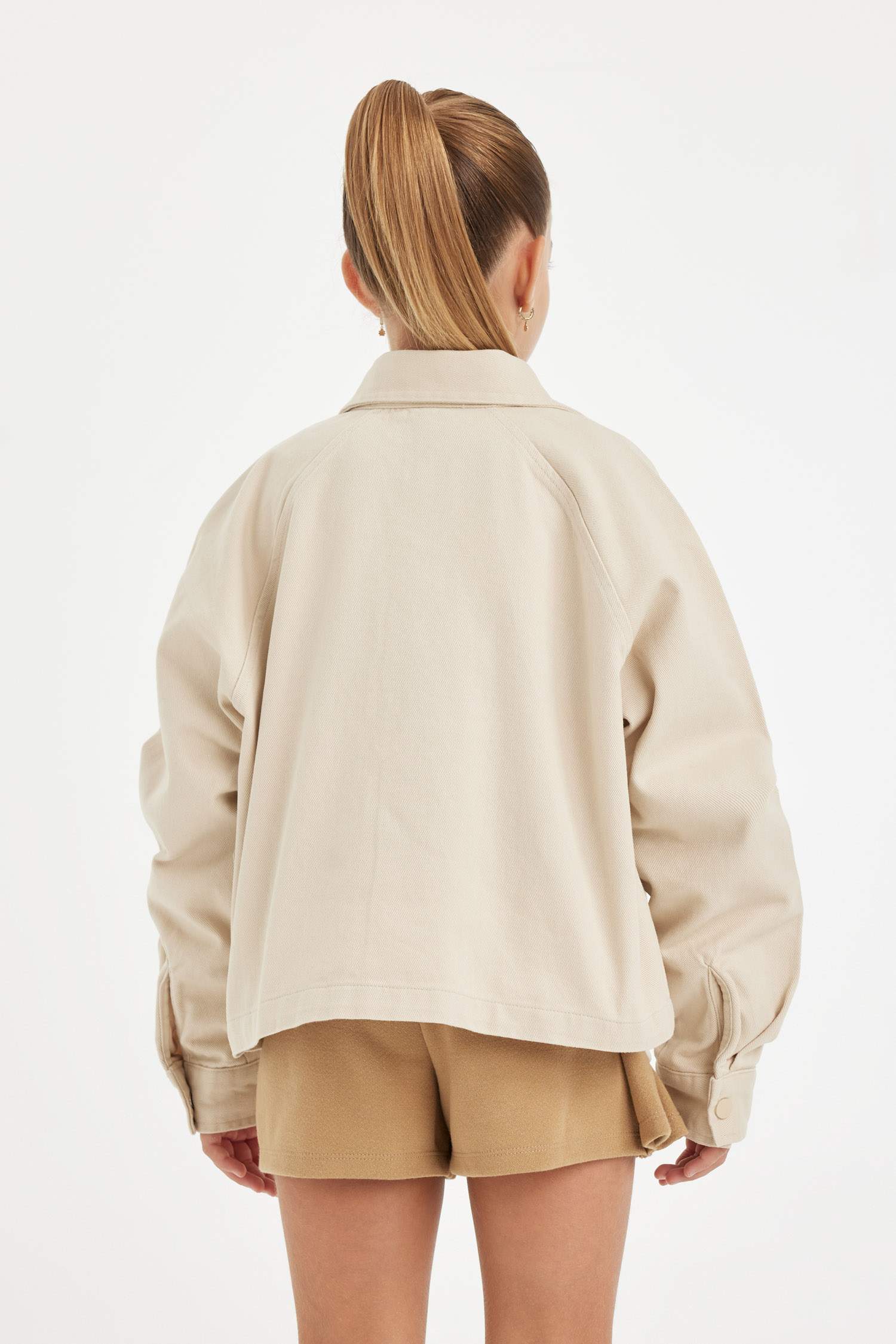 Kız Çocuk Gabardin Çift Cepli Uzun Kollu Gömlek