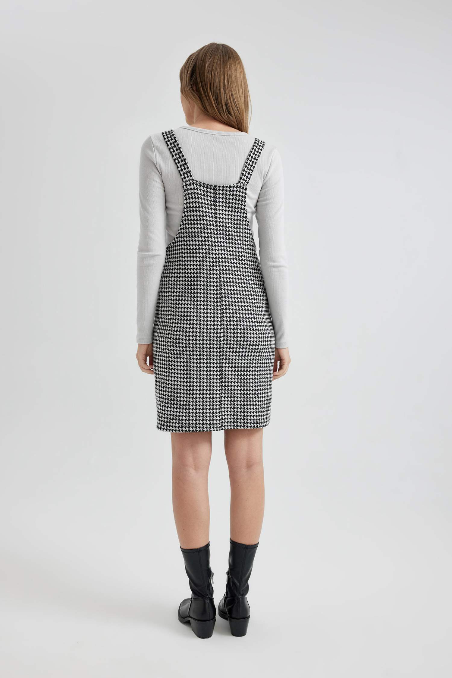 Regular Fit Desenli Hamile Mini Salopet Elbise