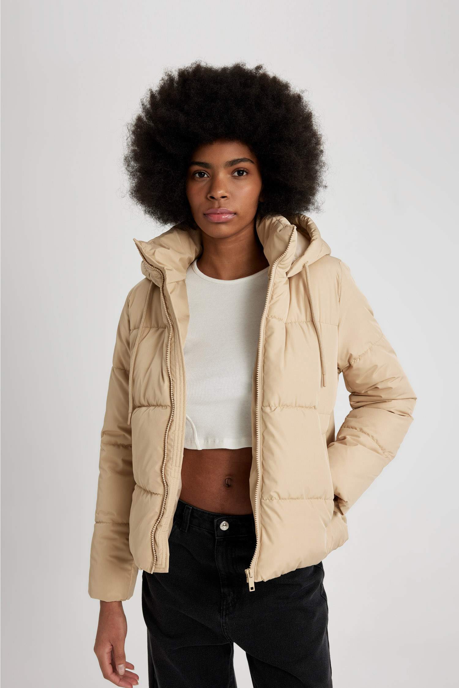 Su İtici Şişme Mont Kalıp Kapüşonlu Fermuarlı Cepli