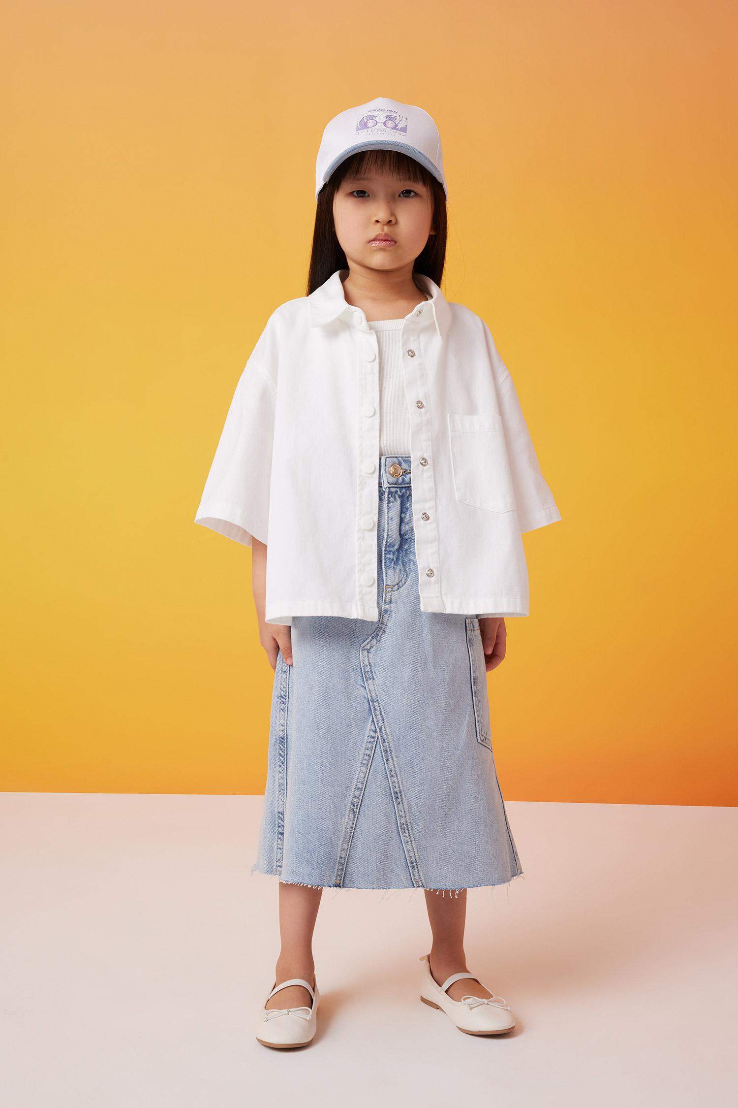 قميص بناتي قطن نص كم أوفر سايز