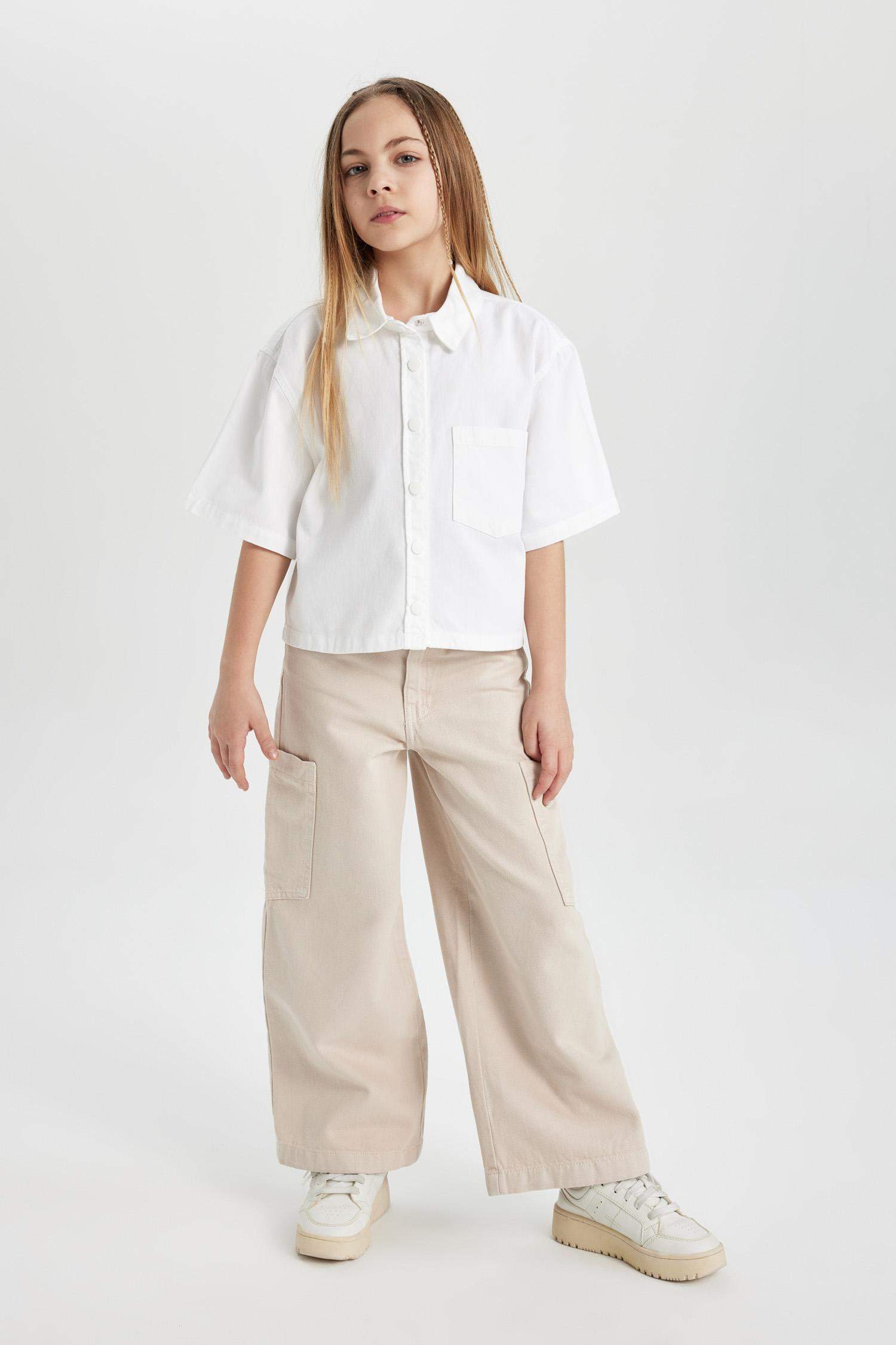 قميص بناتي قطن نص كم أوفر سايز