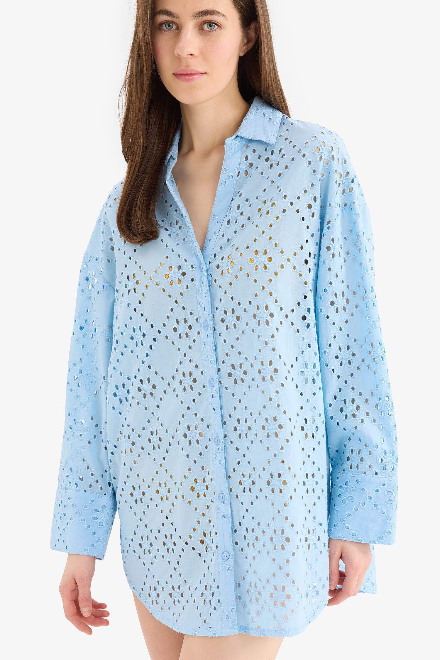 Fall in Love Regular Fit Cotton Brode Beach Shirt