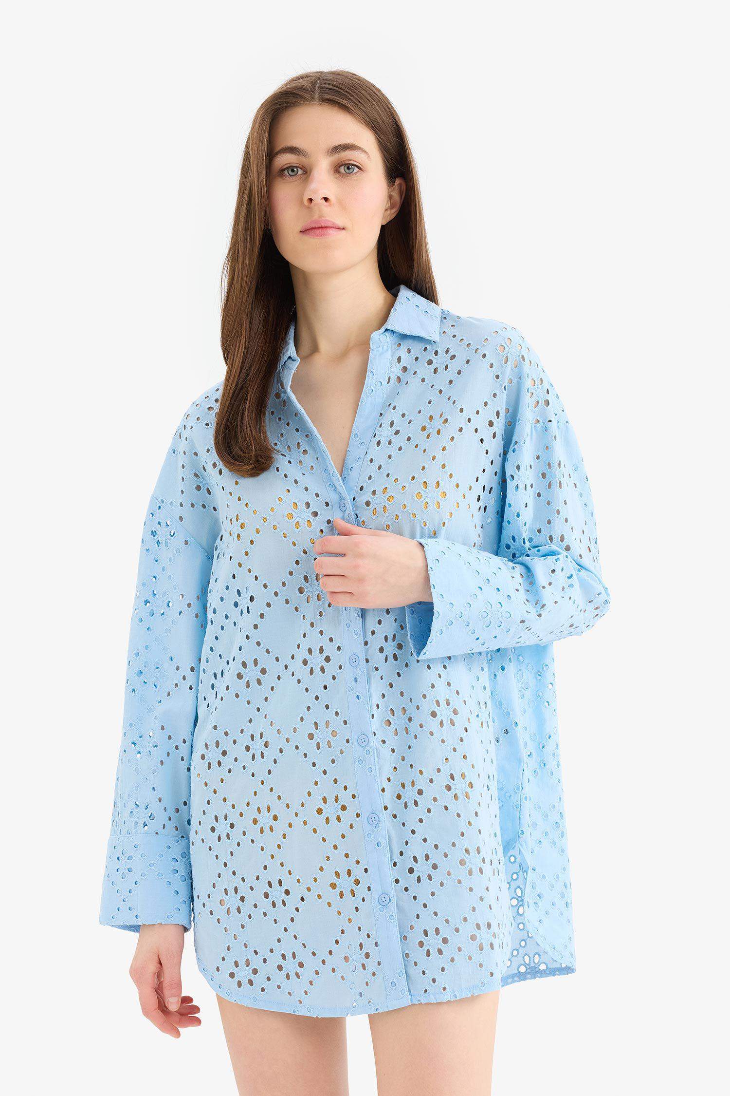 Fall in Love Regular Fit Cotton Brode Beach Shirt