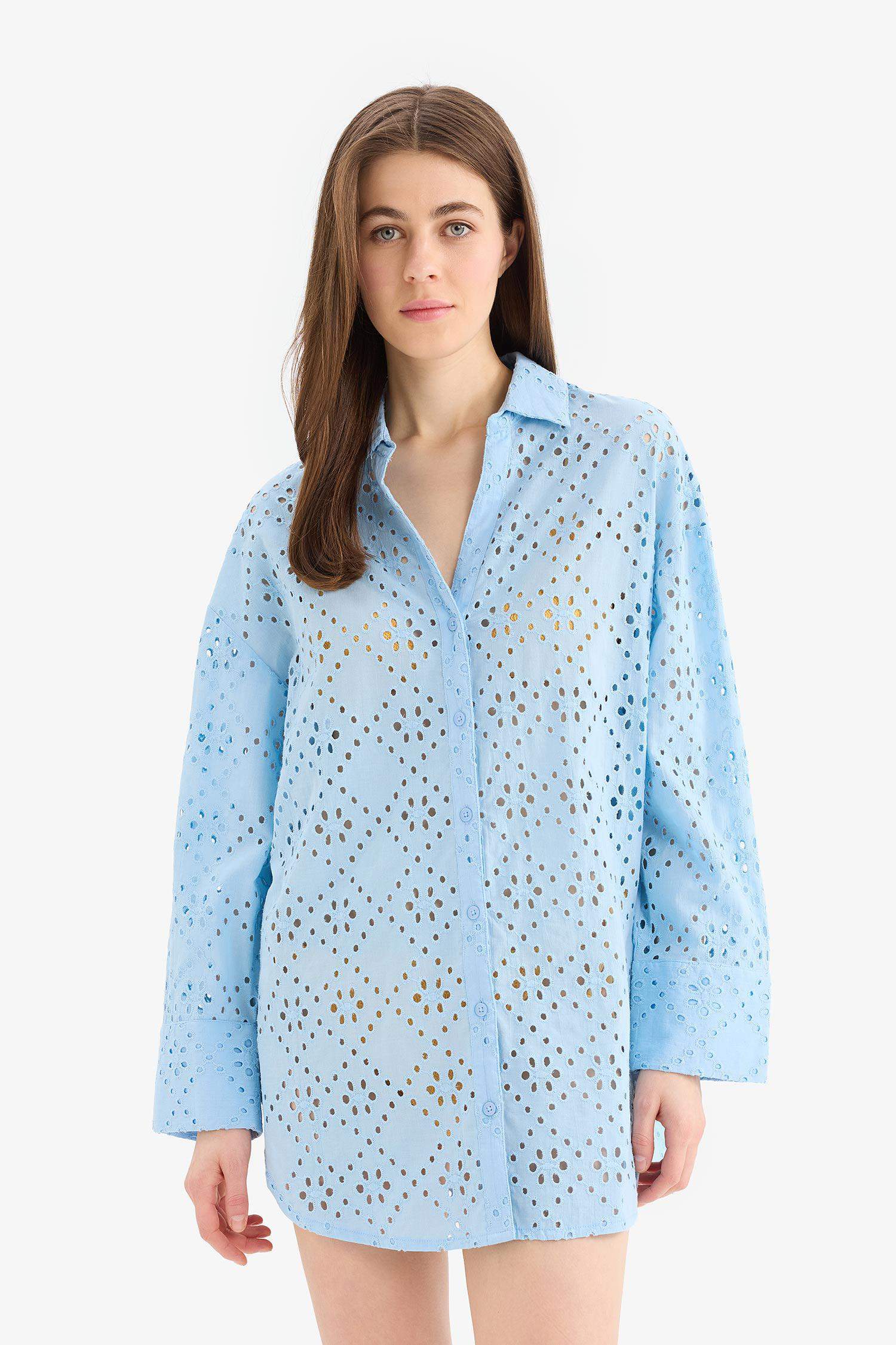 Fall in Love Regular Fit Cotton Brode Beach Shirt