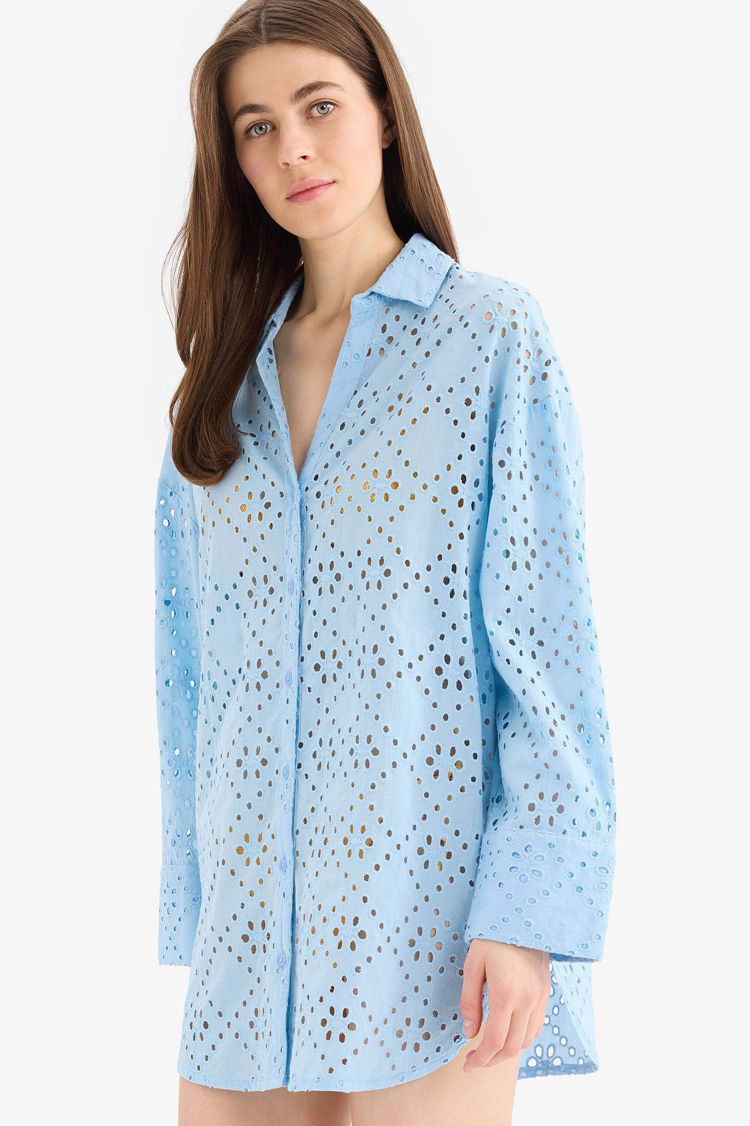 Fall in Love Regular Fit Cotton Brode Beach Shirt