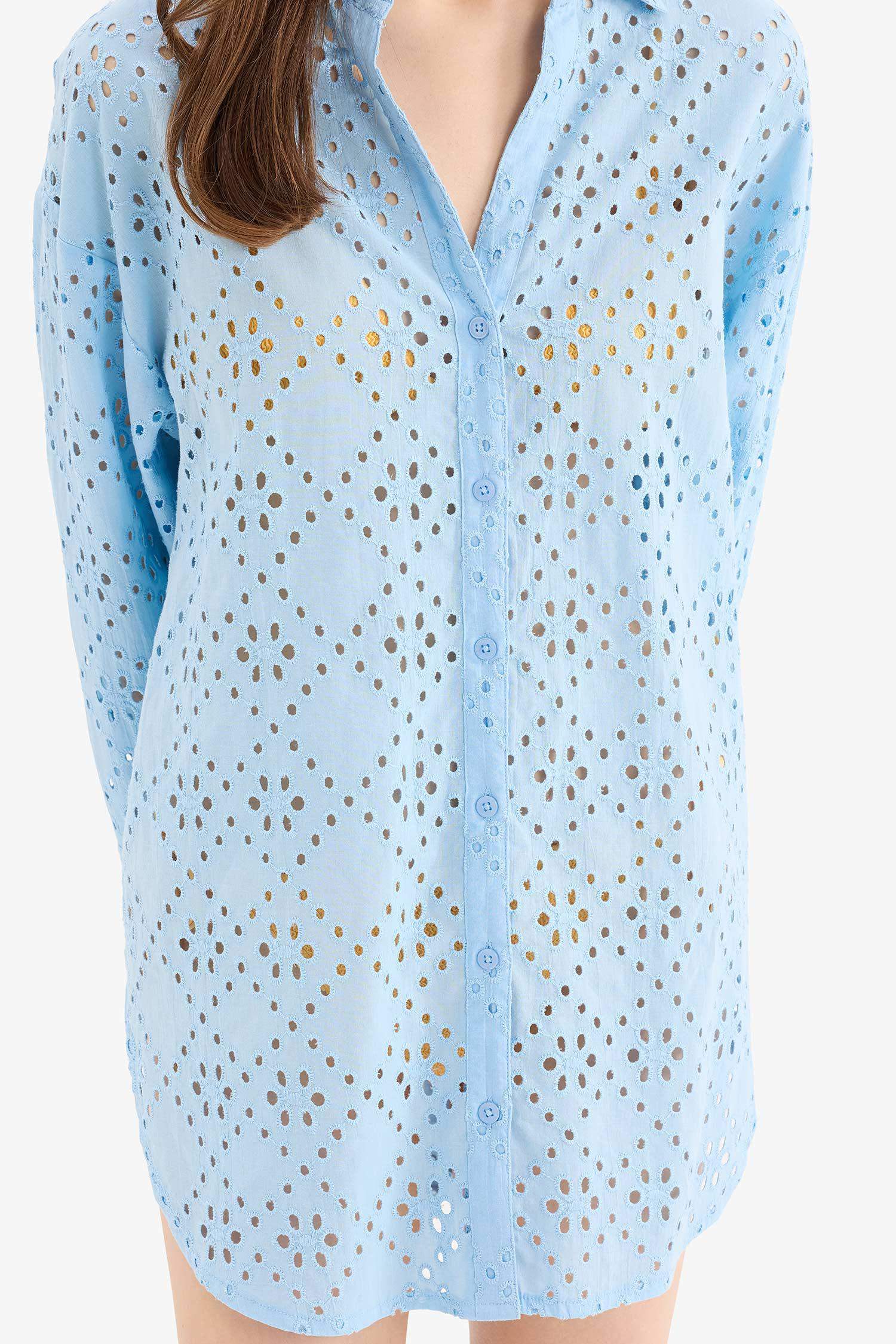 Fall in Love Regular Fit Cotton Brode Beach Shirt