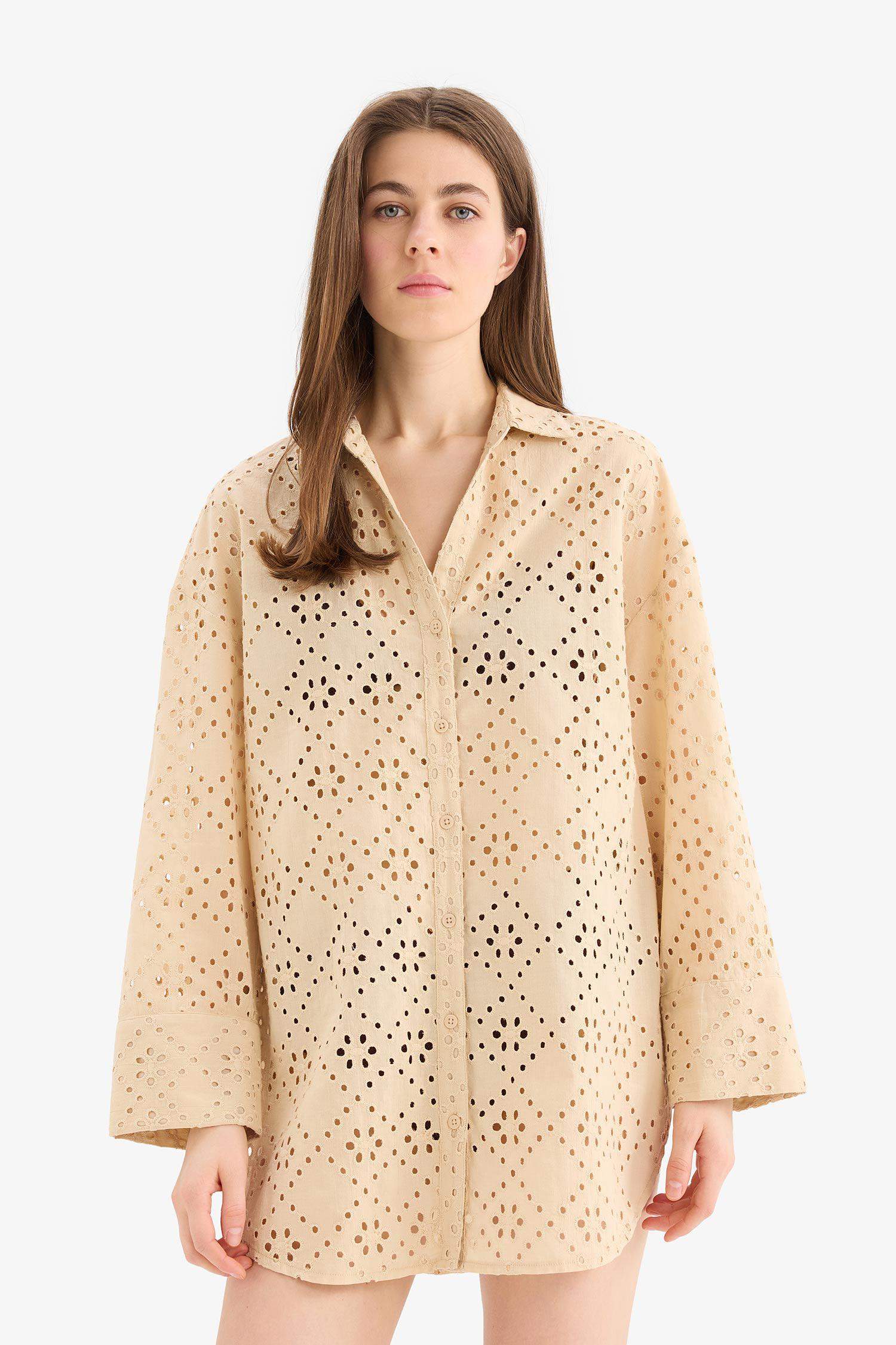 Fall in Love Regular Fit Cotton Brode Beach Shirt