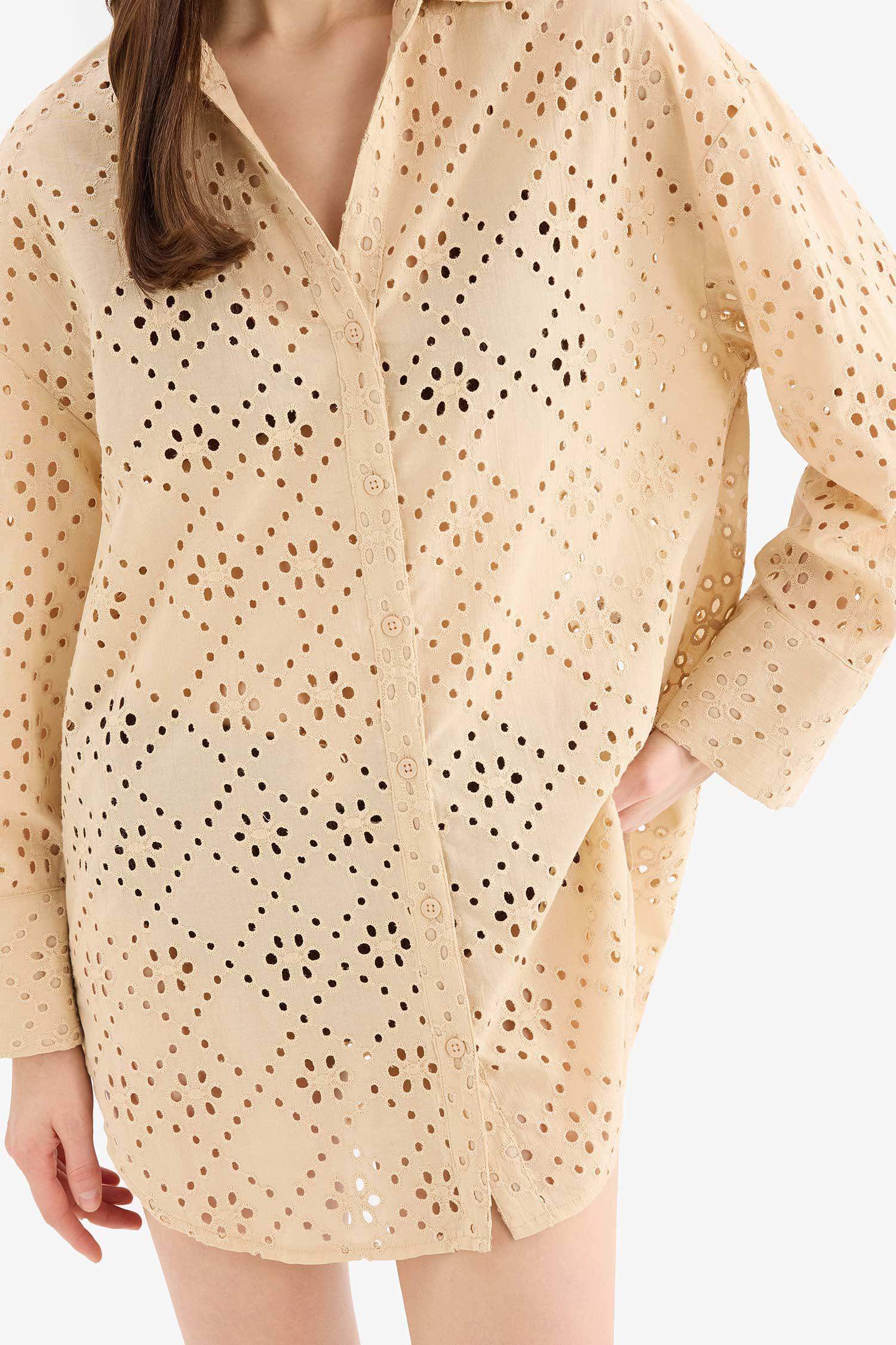 Fall in Love Regular Fit Cotton Brode Beach Shirt