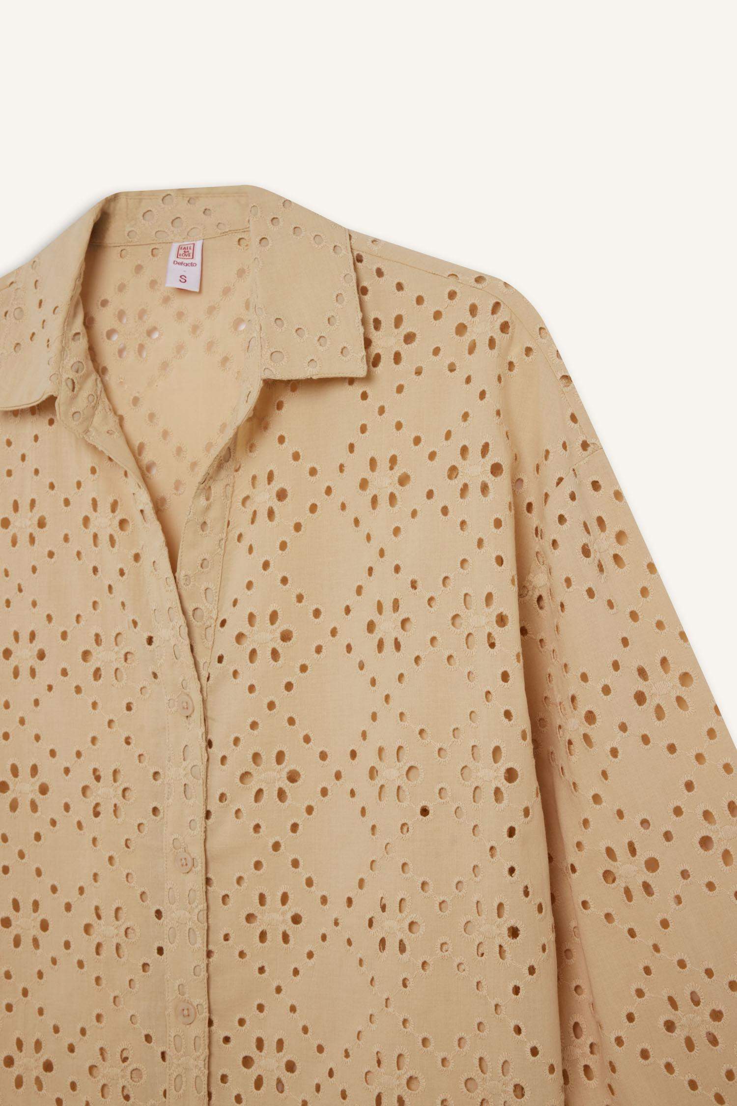 Fall in Love Regular Fit Cotton Brode Beach Shirt