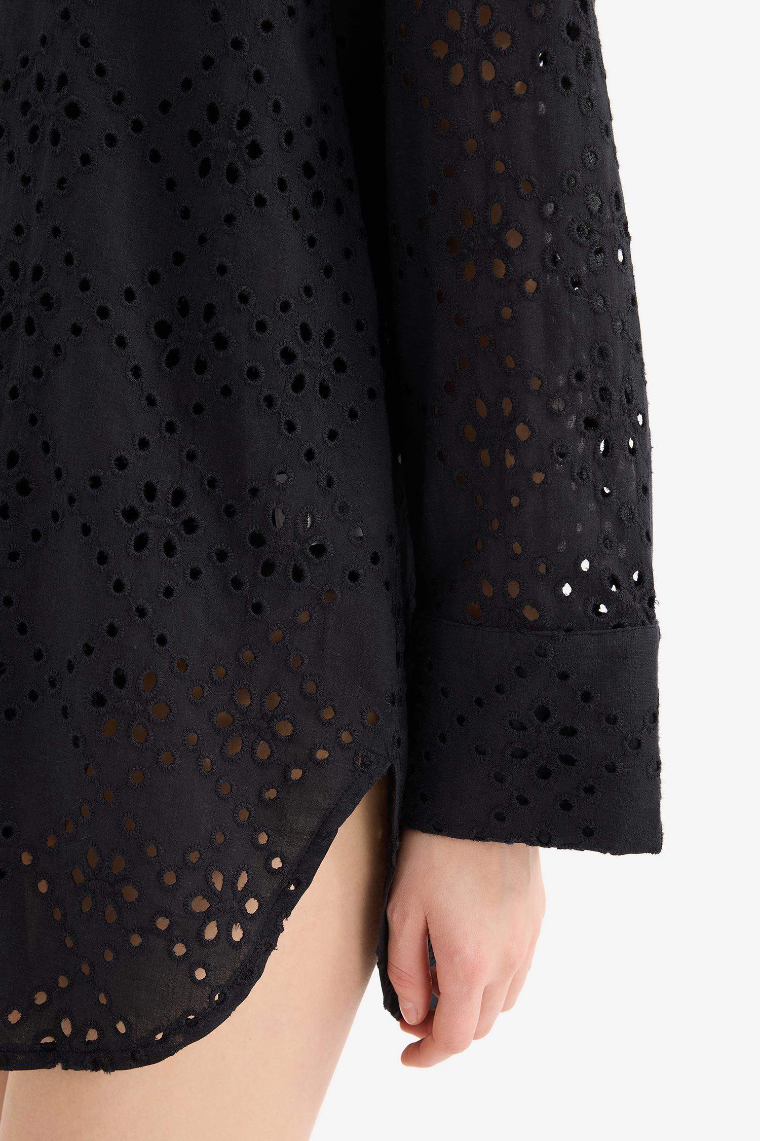 Regular Fit Pamuklu Brode Plaj Gömleği-Fall in Love