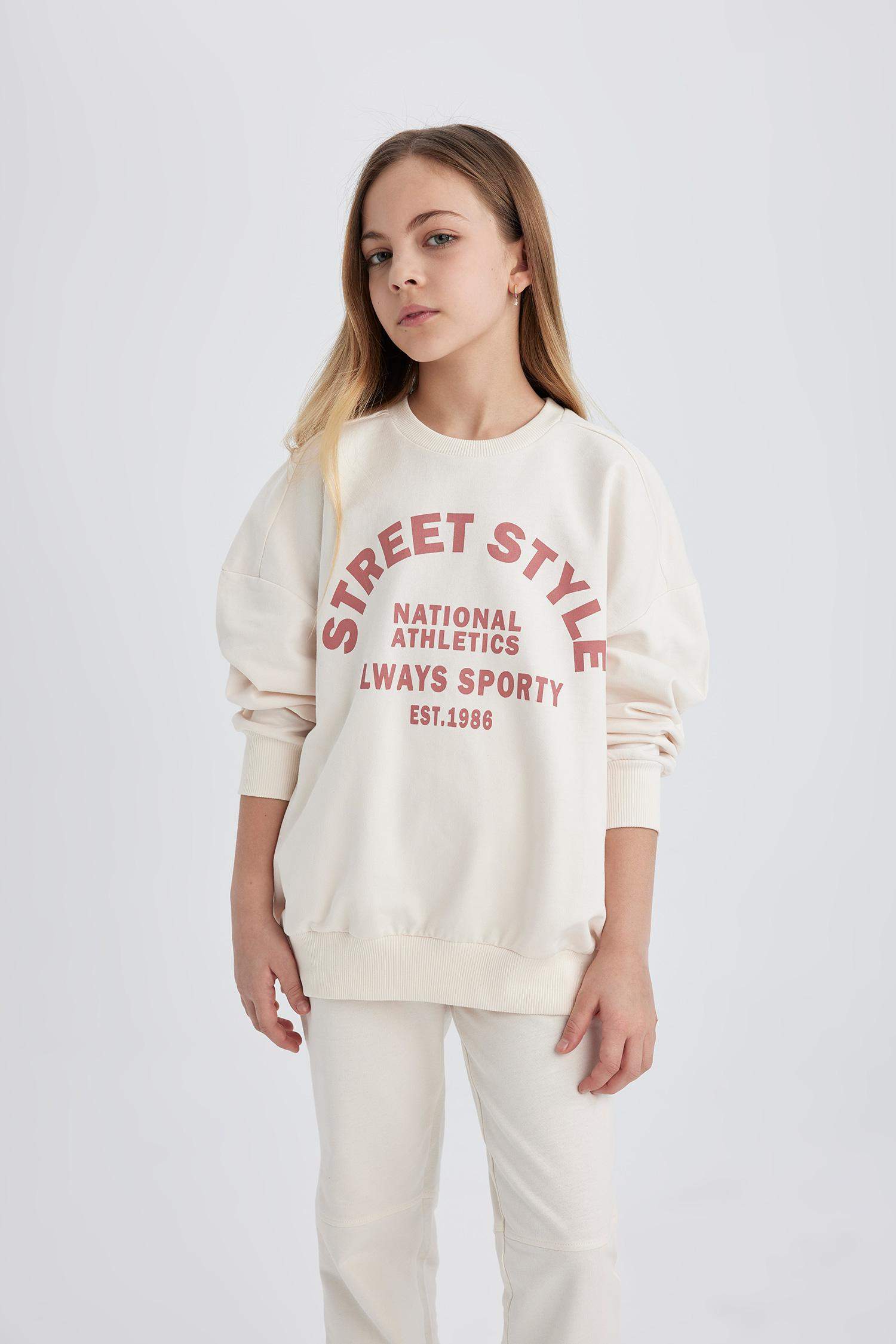 سيت بناتي سويت شيرت وبنطلون بجامة رياضي - قطعتين