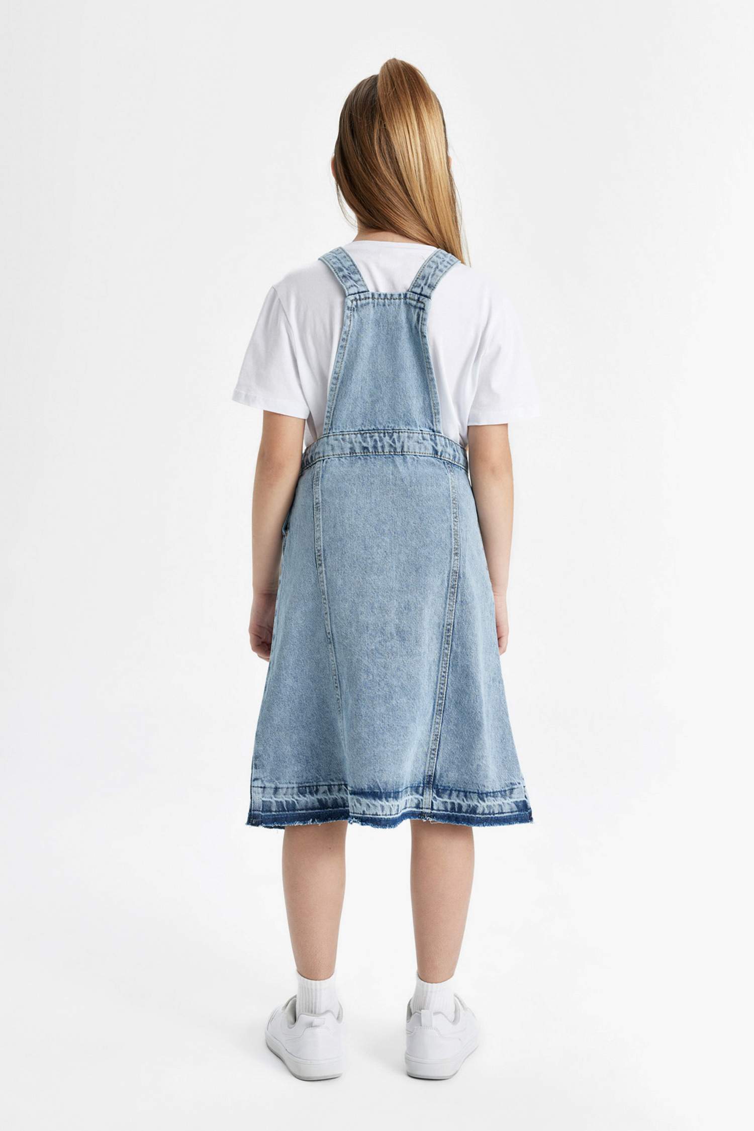 Girl Slit Salopet Jean Dress