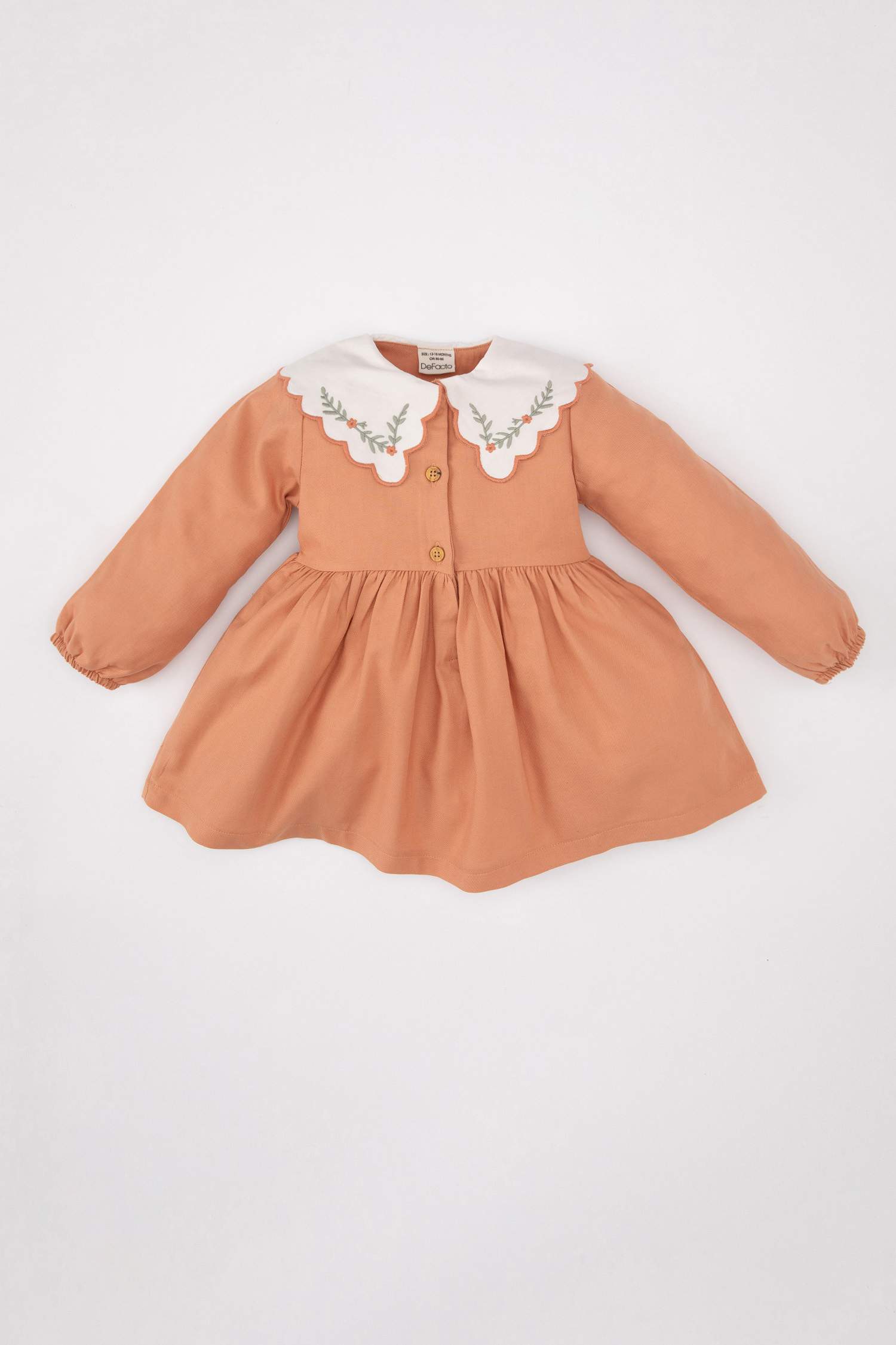 Baby Girl Floral Long Sleeve Twill Dress