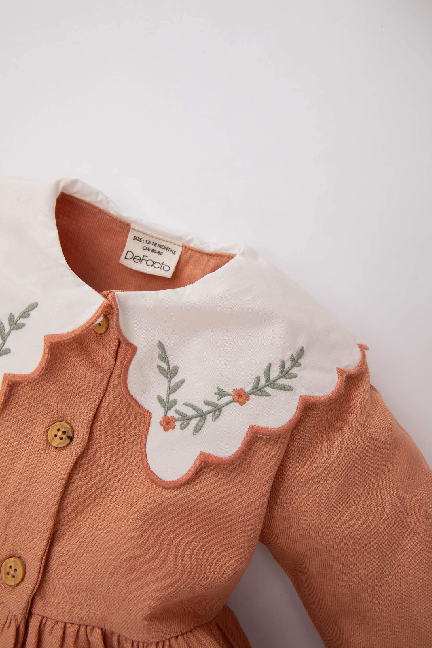 Baby Girl Floral Long Sleeve Twill Dress