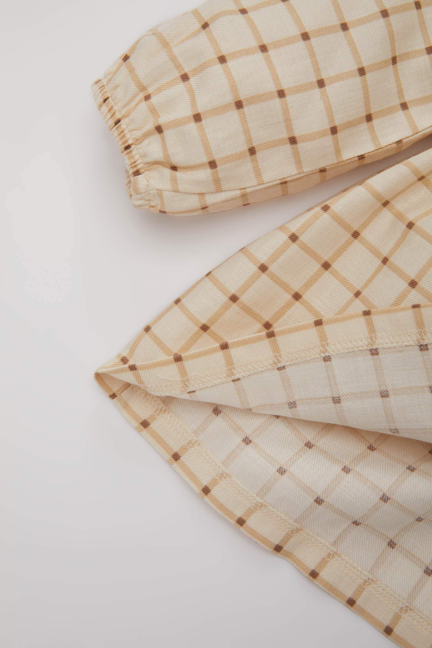 Kız Bebek Kareli Uzun Kollu Twill Elbise