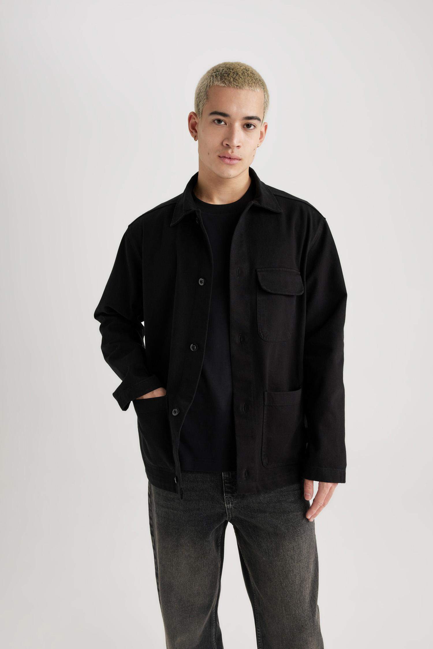 Relax Fit Pamuklu Cepli Uzun Kollu Gömlek Ceket