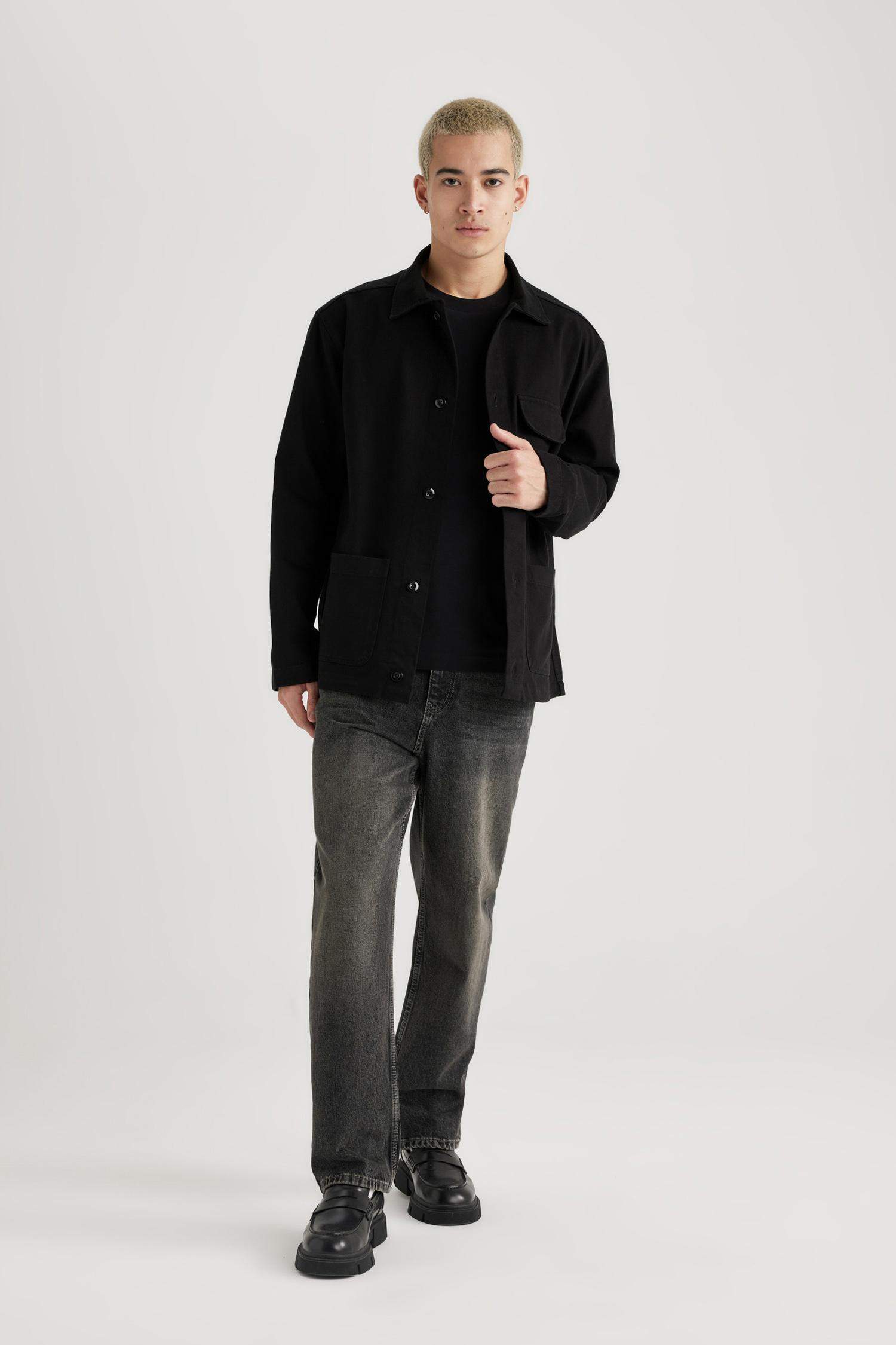 Relax Fit Pamuklu Cepli Uzun Kollu Gömlek Ceket