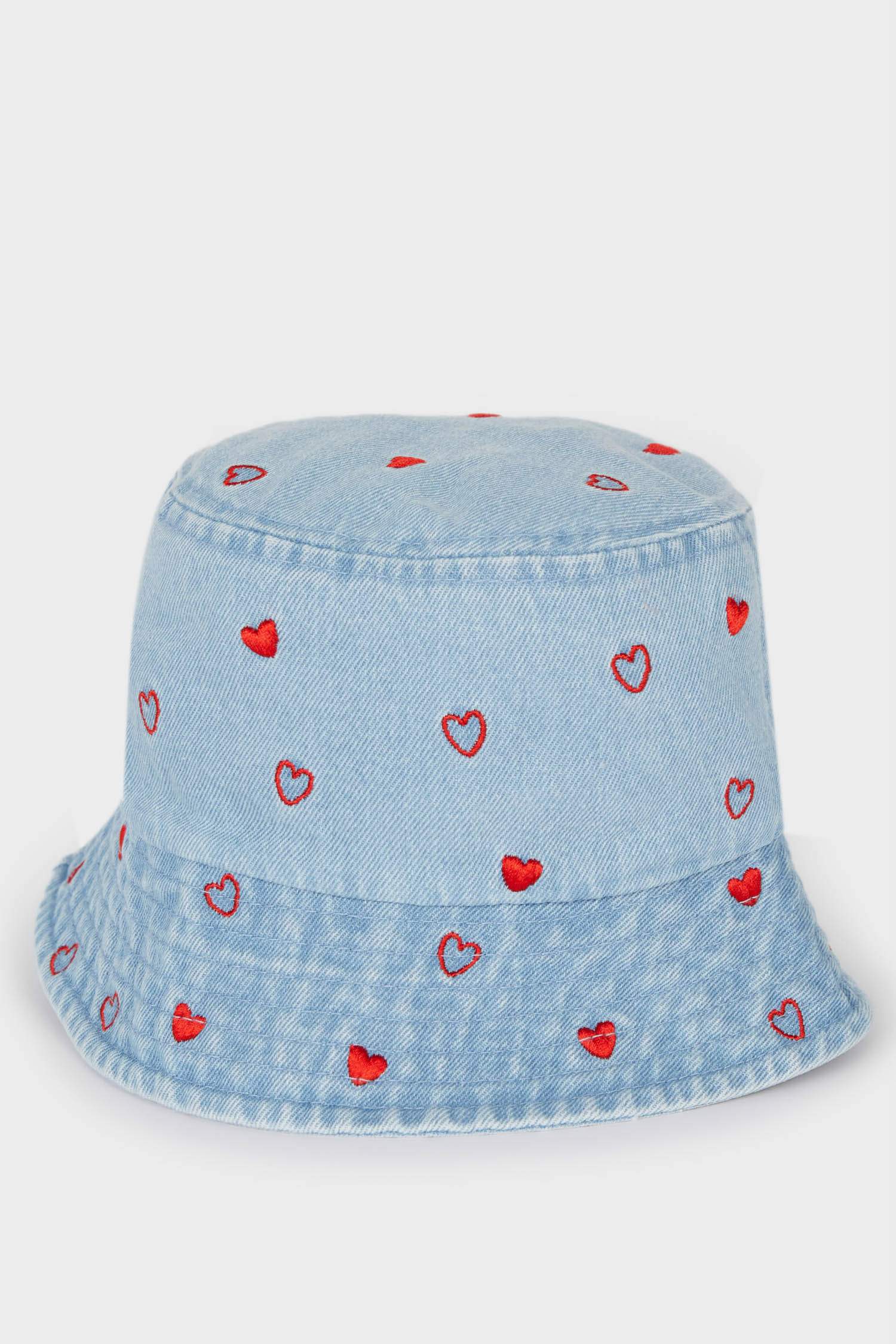 Girl Heart Denim Bucket Hat