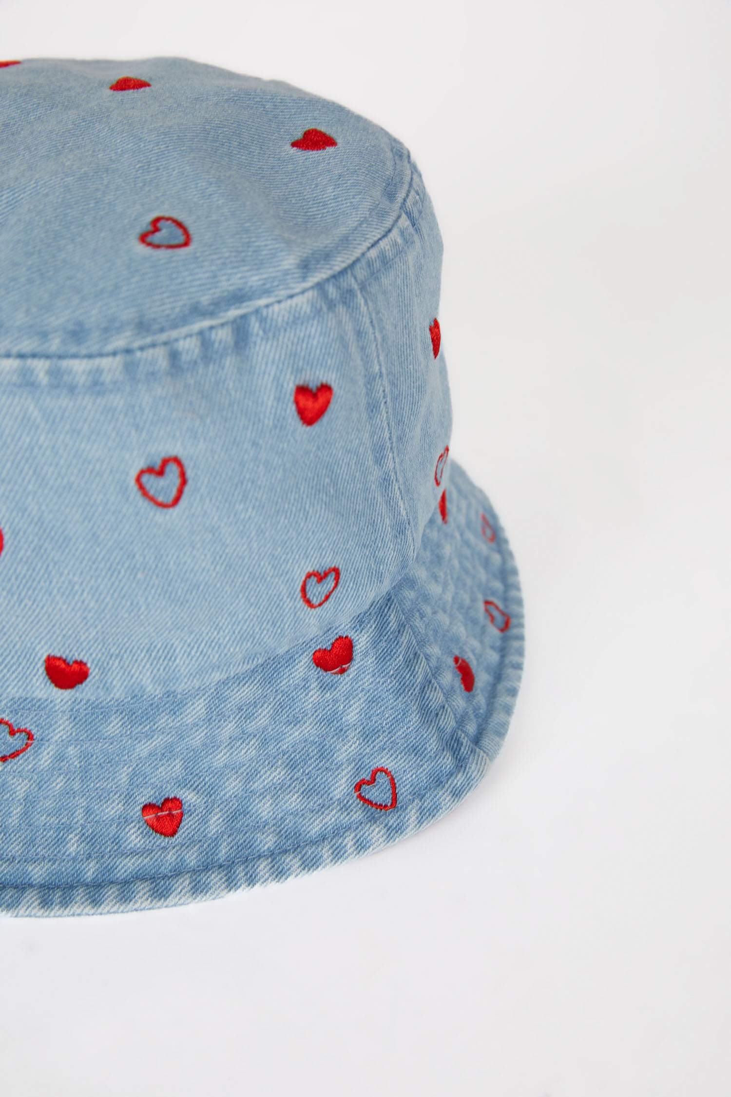 Girl Heart Denim Bucket Hat