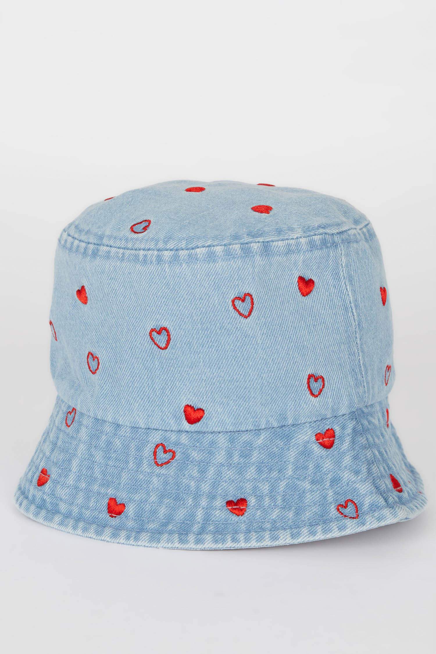 Girl Heart Denim Bucket Hat