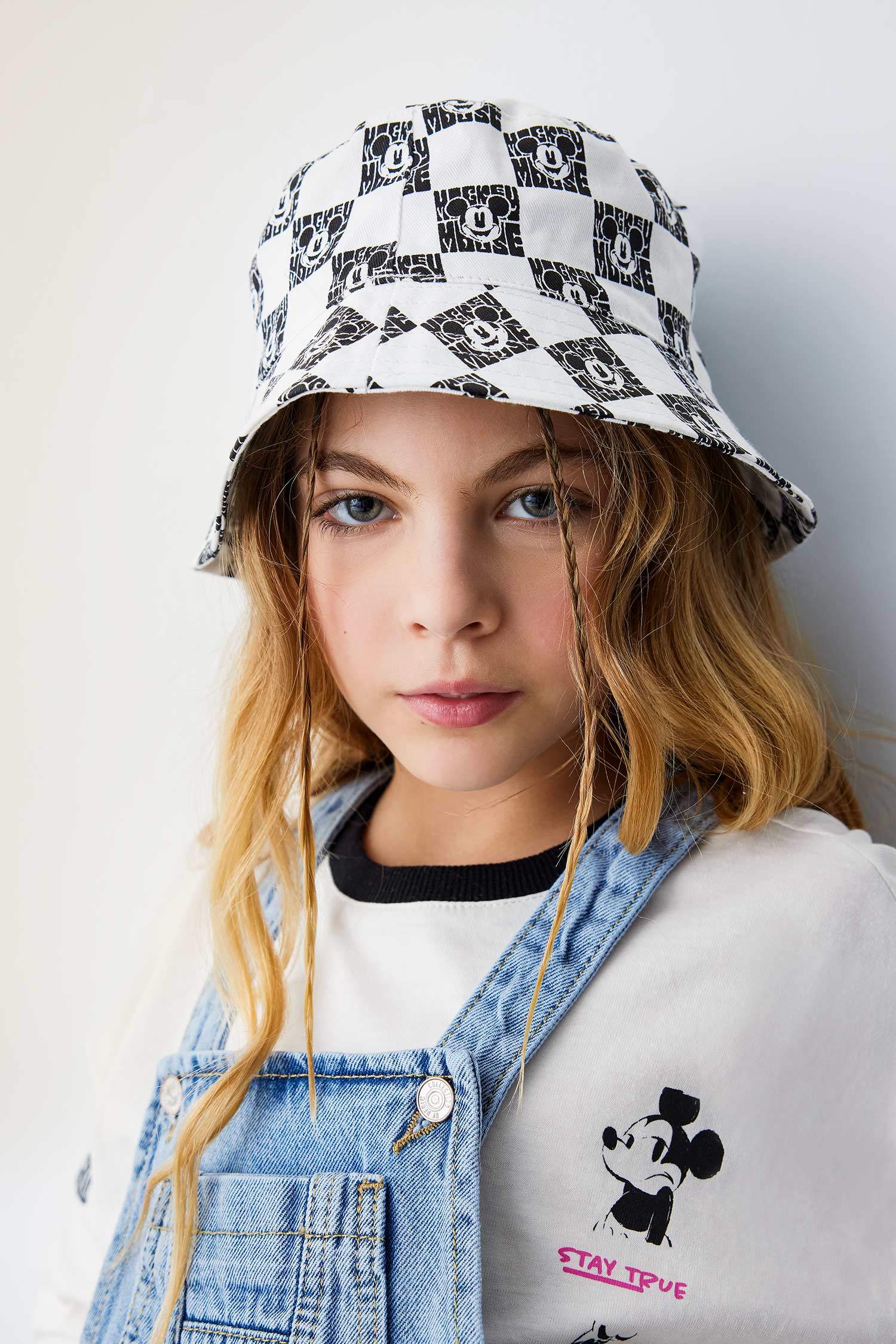 Kız Çocuk Disney Mickey & Minnie Desenli Gabardin Bucket Şapka