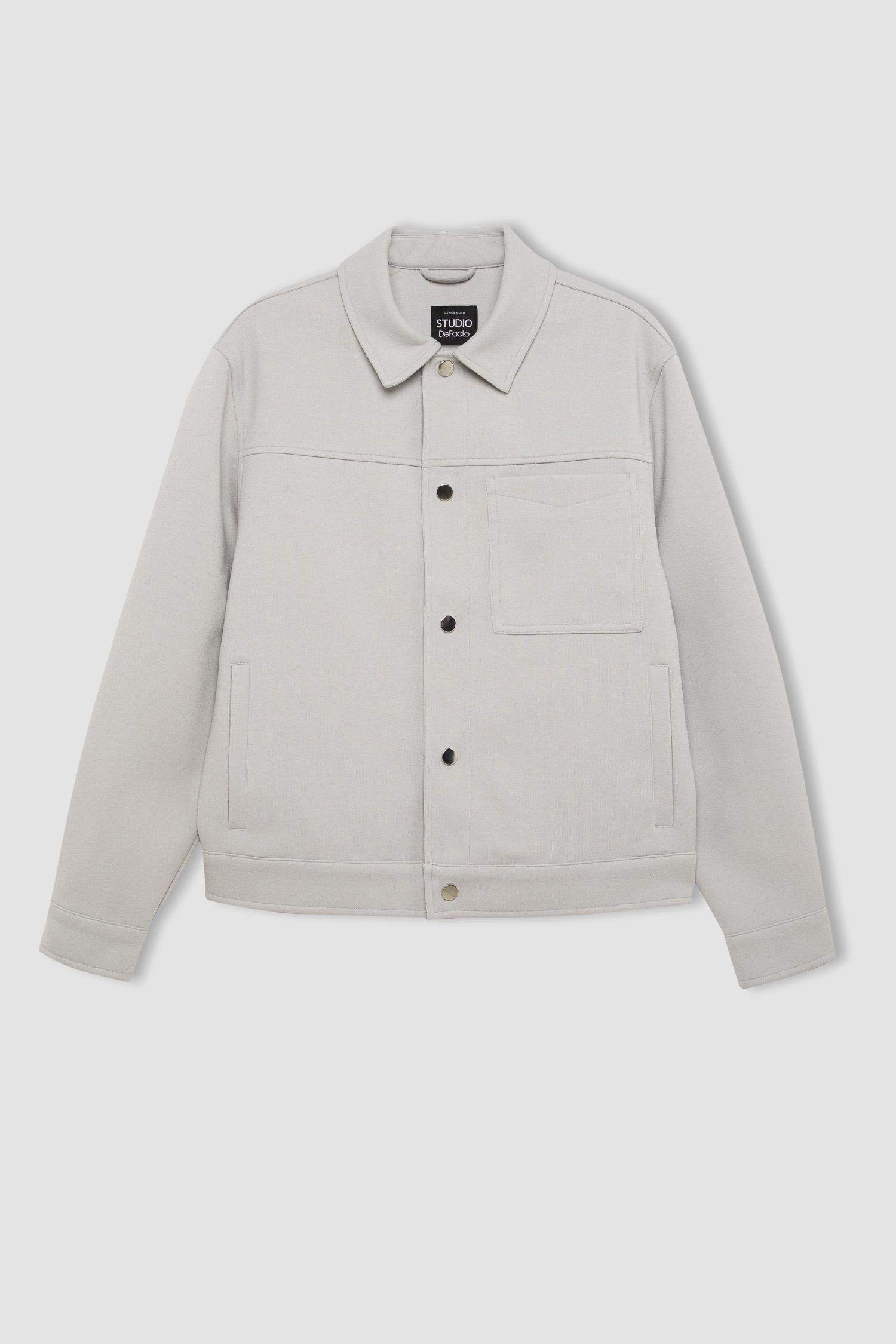 جاكيت مبطن قصة مريحة برقبة بولو