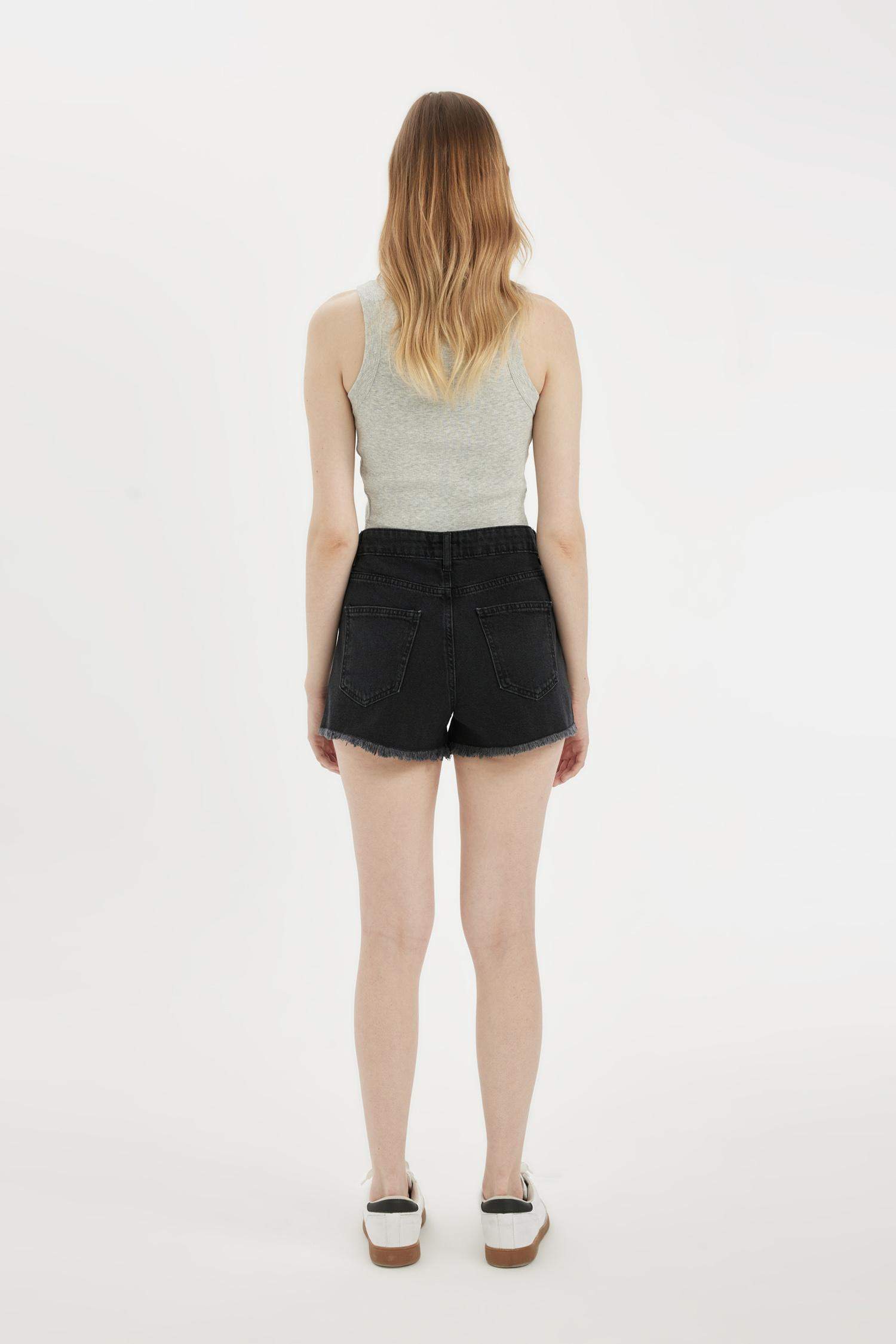 Джинсовые шорты с высокой талией