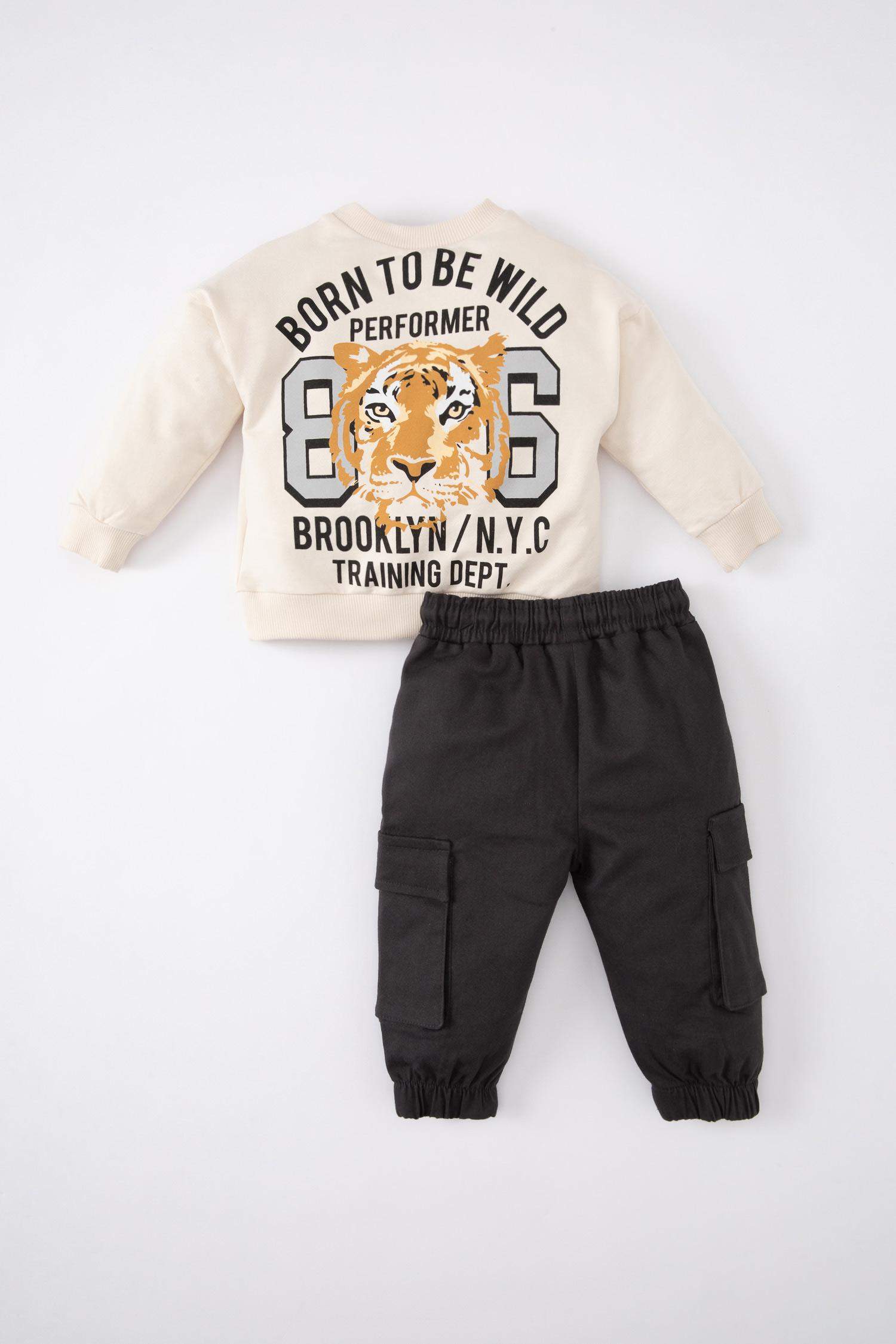 Baby Boy Tiger Pattern Sweatshirt Sweatpants 2 Piece Set