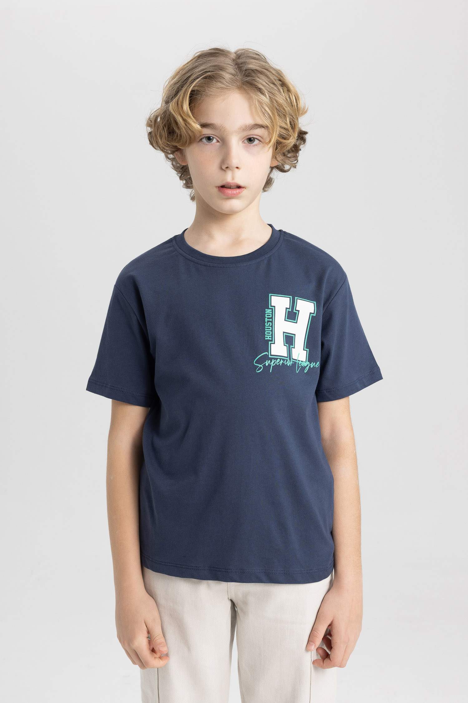 تيشيرت ولادي نص ردن مطبوع قصة عادية