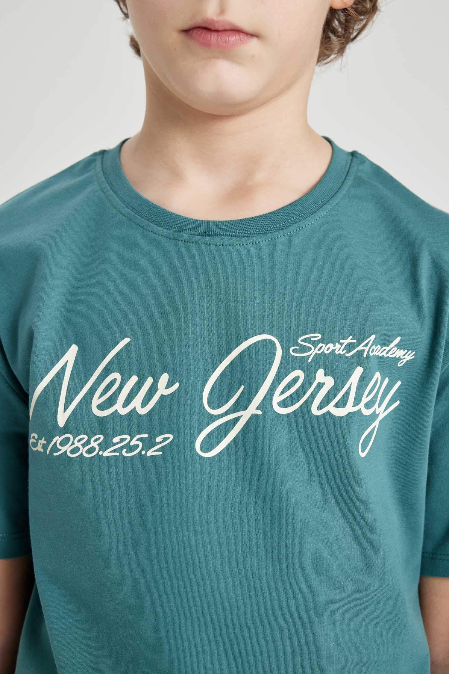 Erkek Çocuk Bisiklet Yaka Baskılı Kısa Kollu Tişört