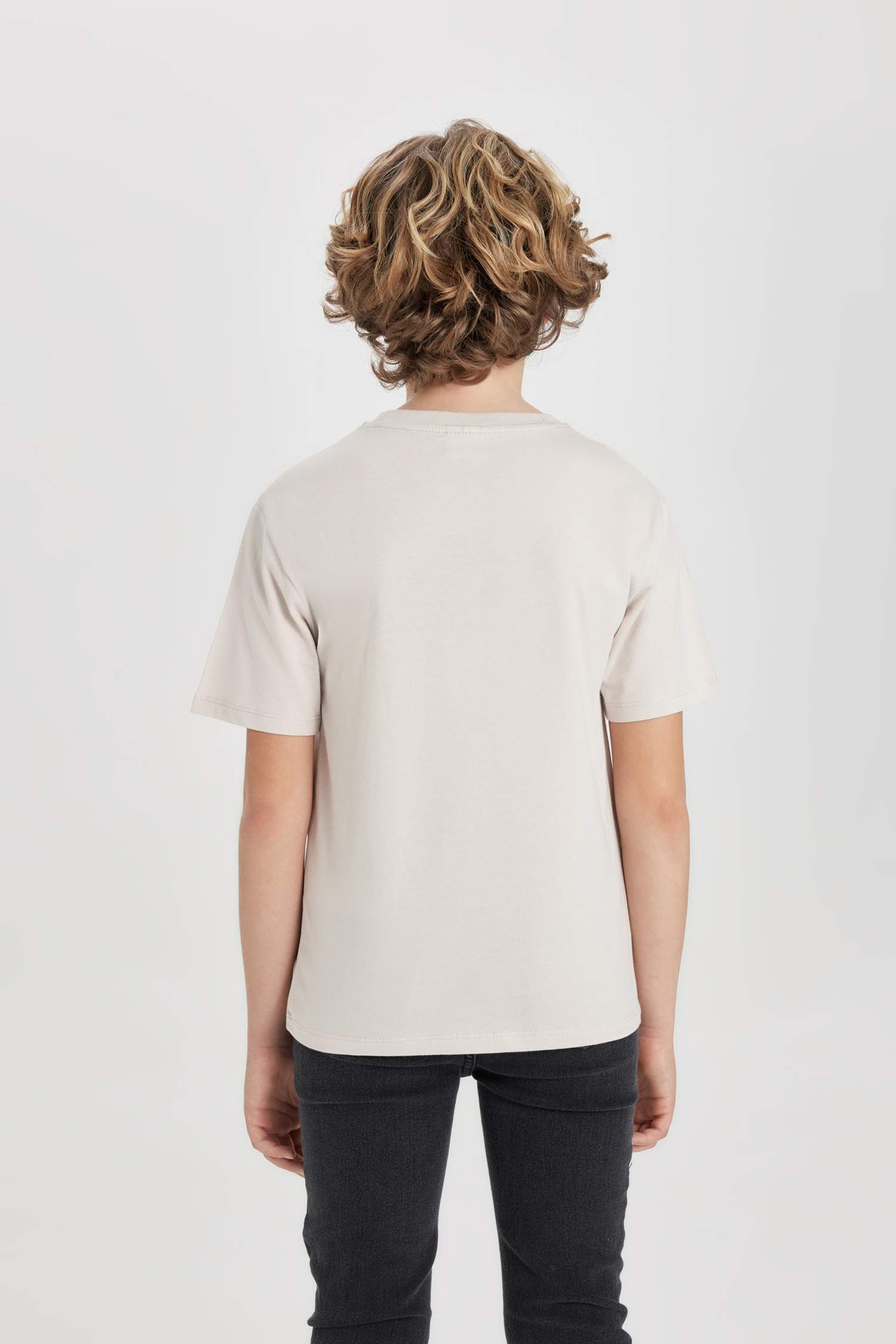 Erkek Çocuk Bisiklet Yaka Baskılı Kısa Kollu Tişört