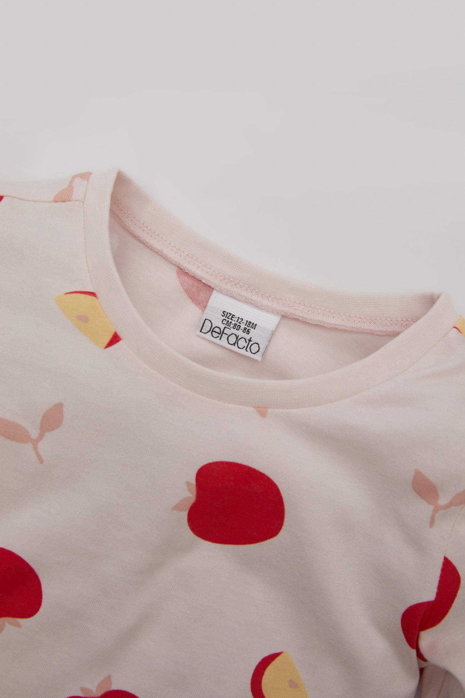 Baby Girl Fruit Patterned Cotton 2 Piece Pajama Set