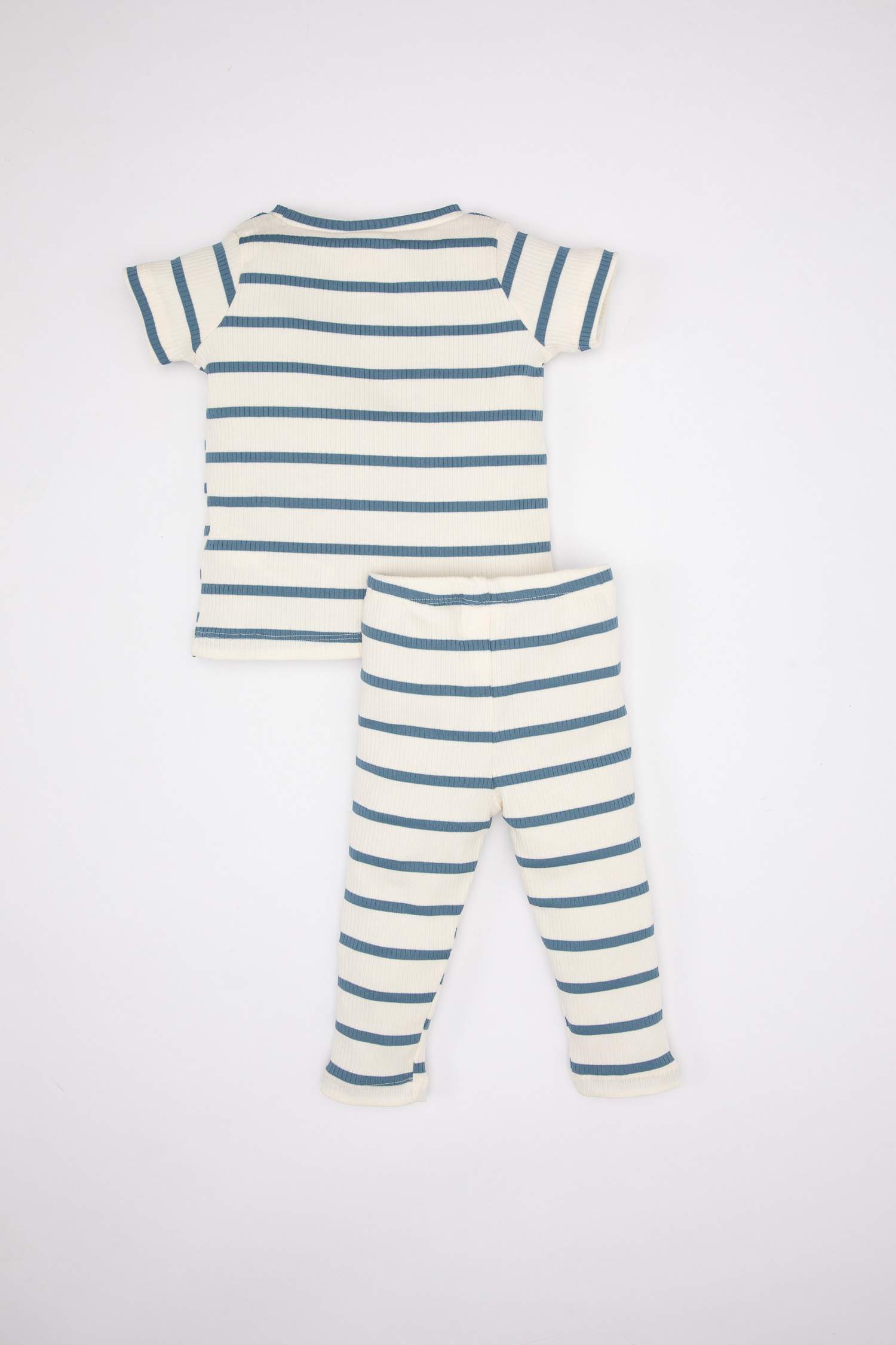 Baby Girl Striped Ribbed 2 Piece Pajama Set