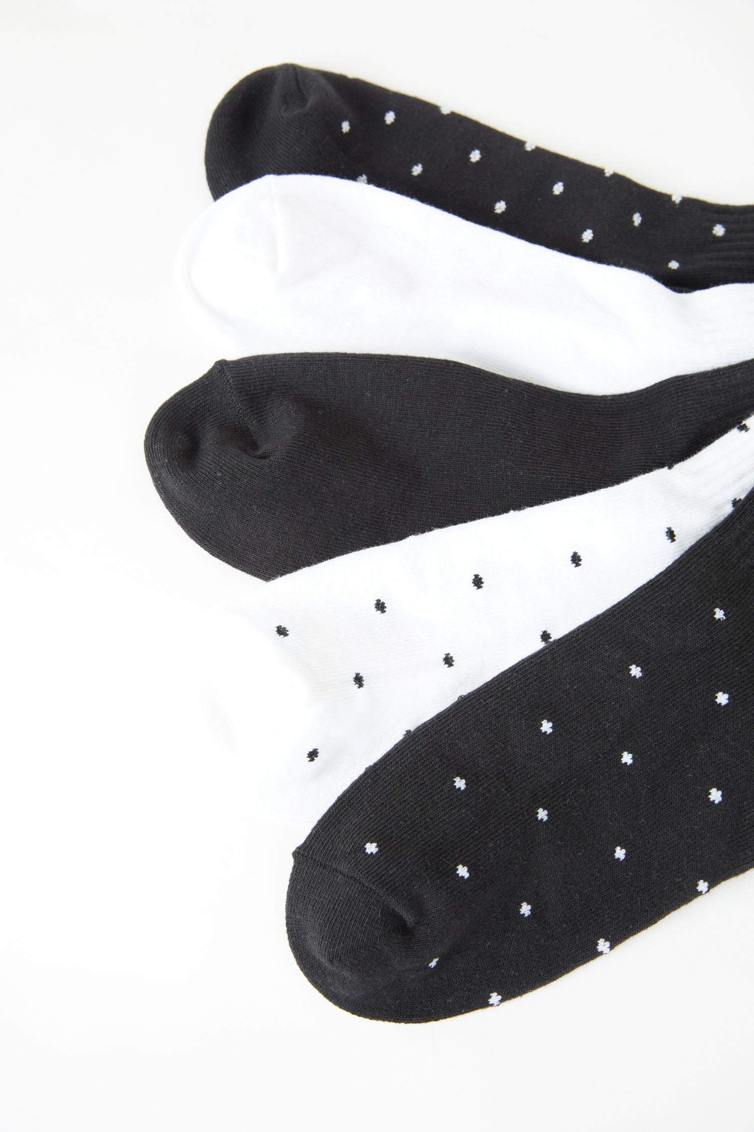 Kadın 5'li Pamuklu Çember Desenli Ve Puantiyeli Soket Çorap