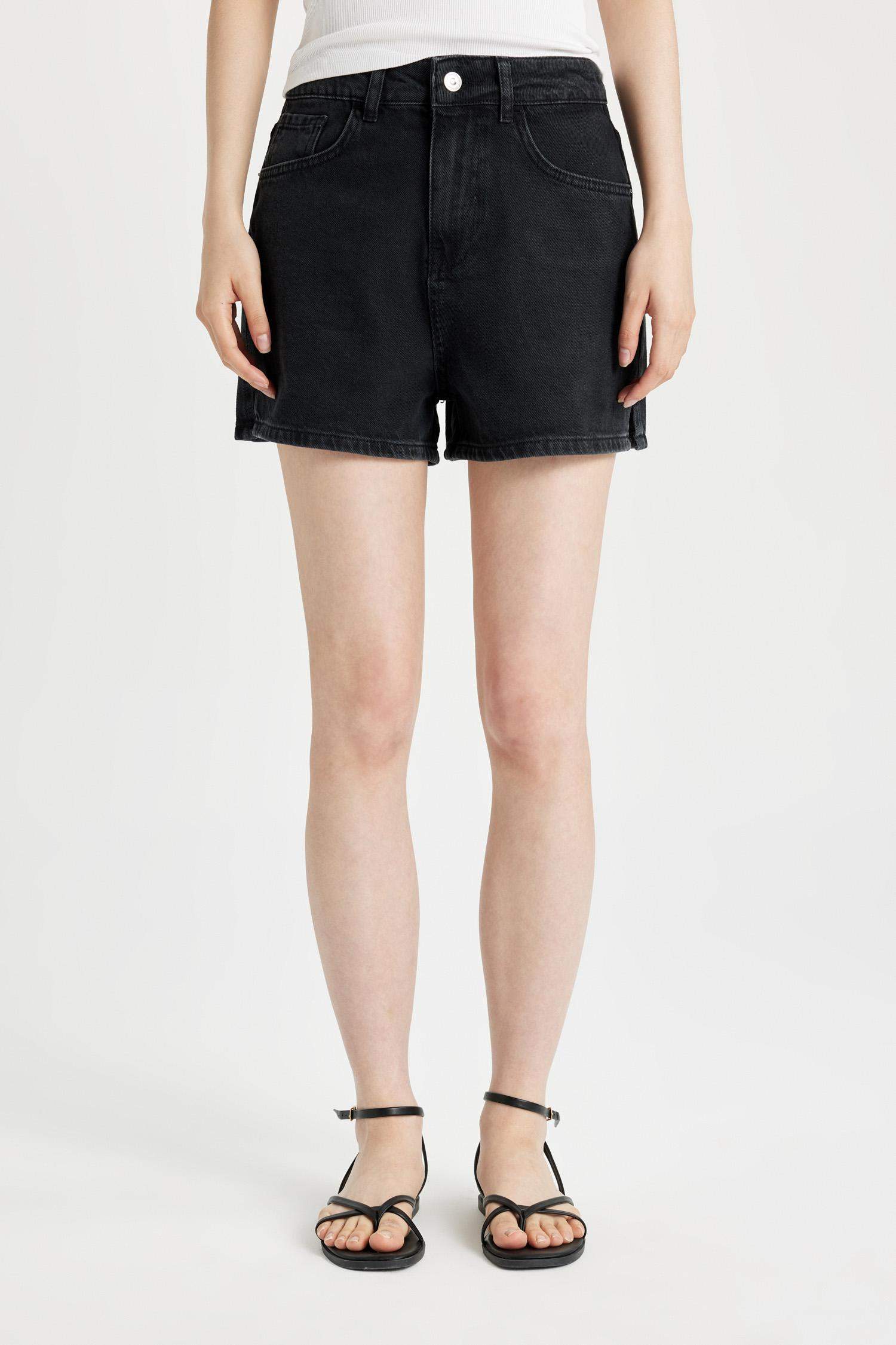 Mom Fit High Waist Skinny Denim Shorts