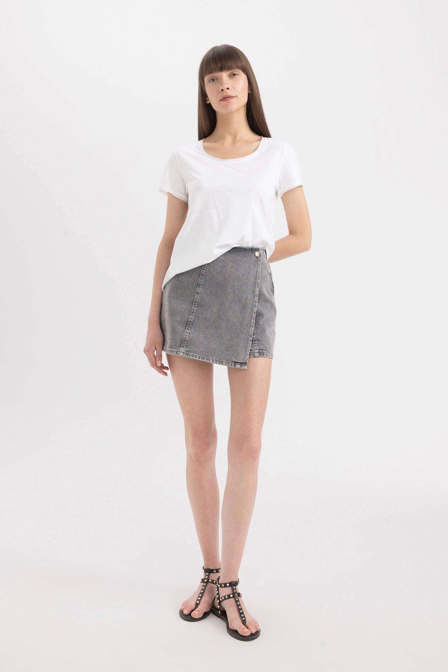 High Waist Mini Denim Skort