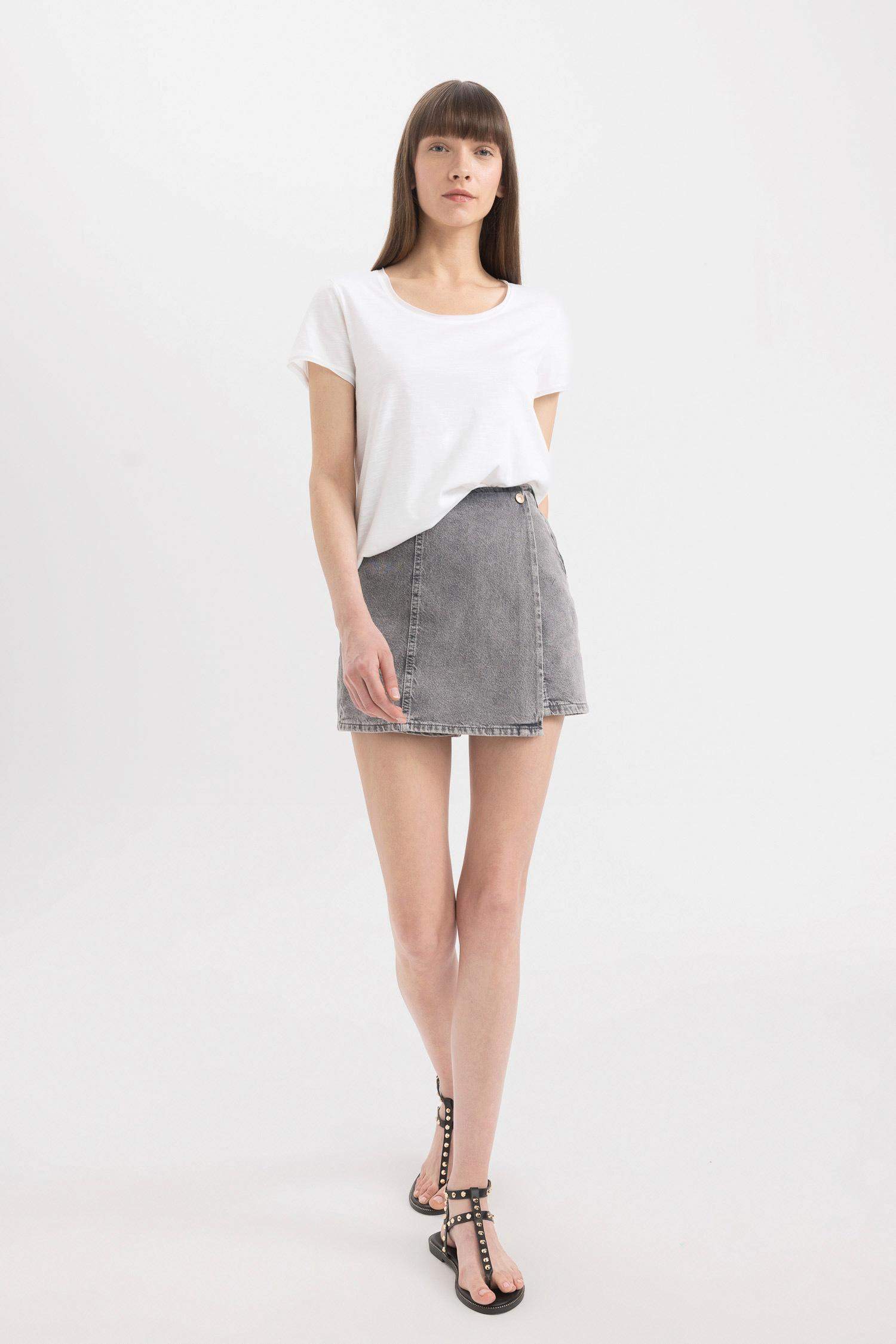 High Waist Mini Denim Skort