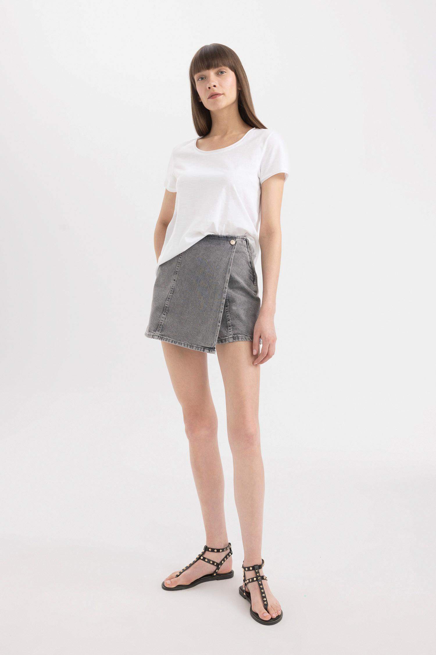 High Waist Mini Denim Skort