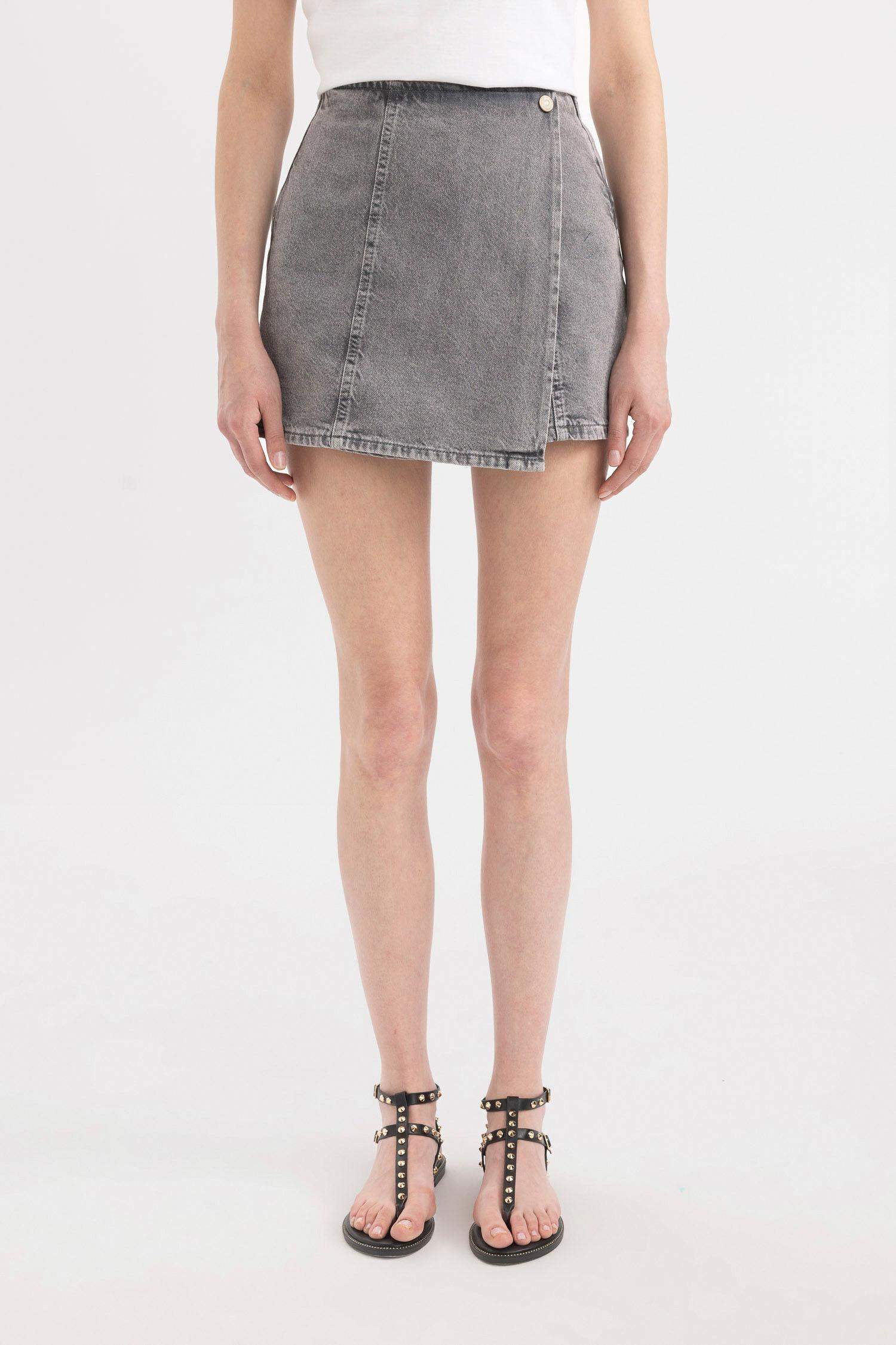 High Waist Mini Denim Skort
