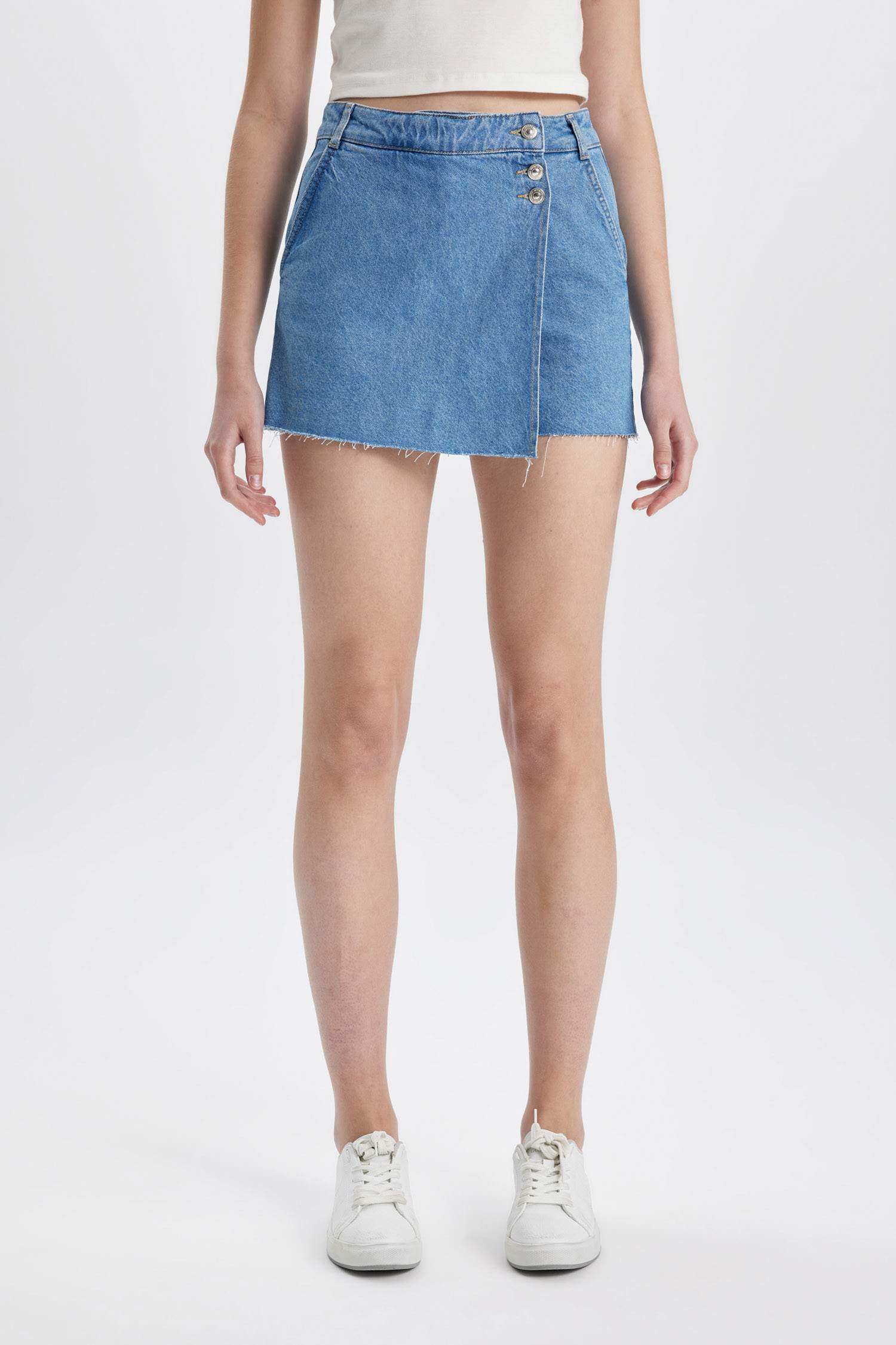 High Waist Denim Skort