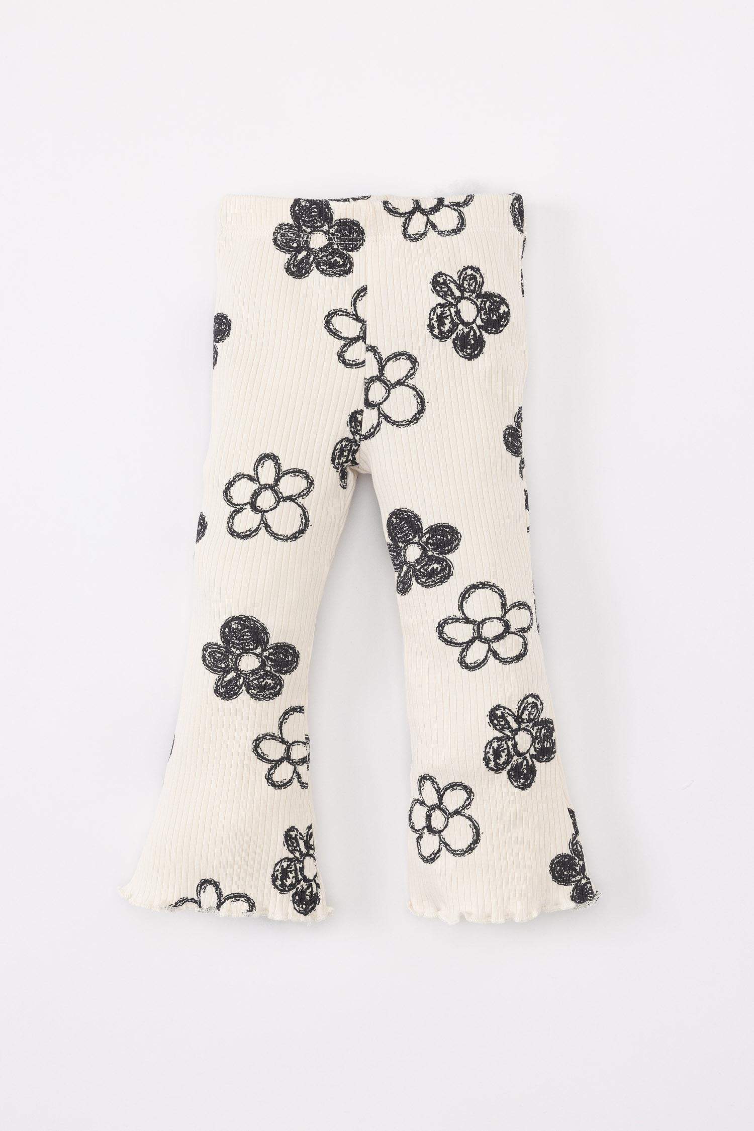 Kız Bebek Çiçekli Sweatshirt Tayt 2'li Takım