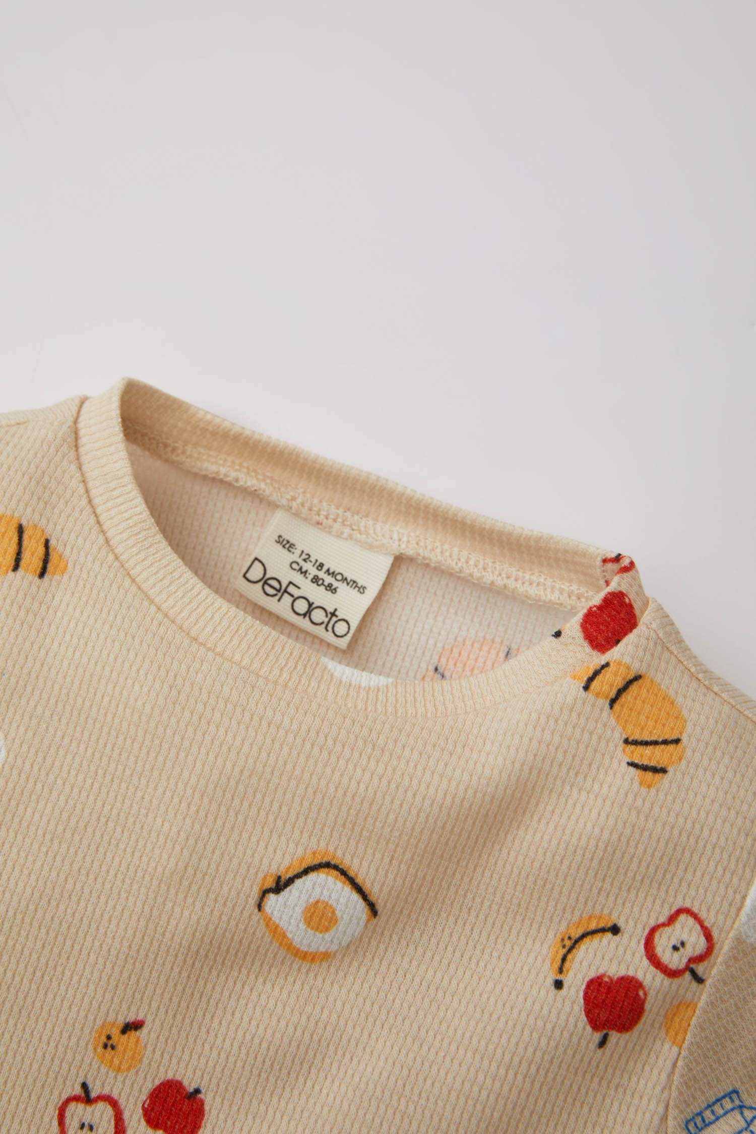 Baby Boy Food Printed Waffle 2 Piece Pajama Set