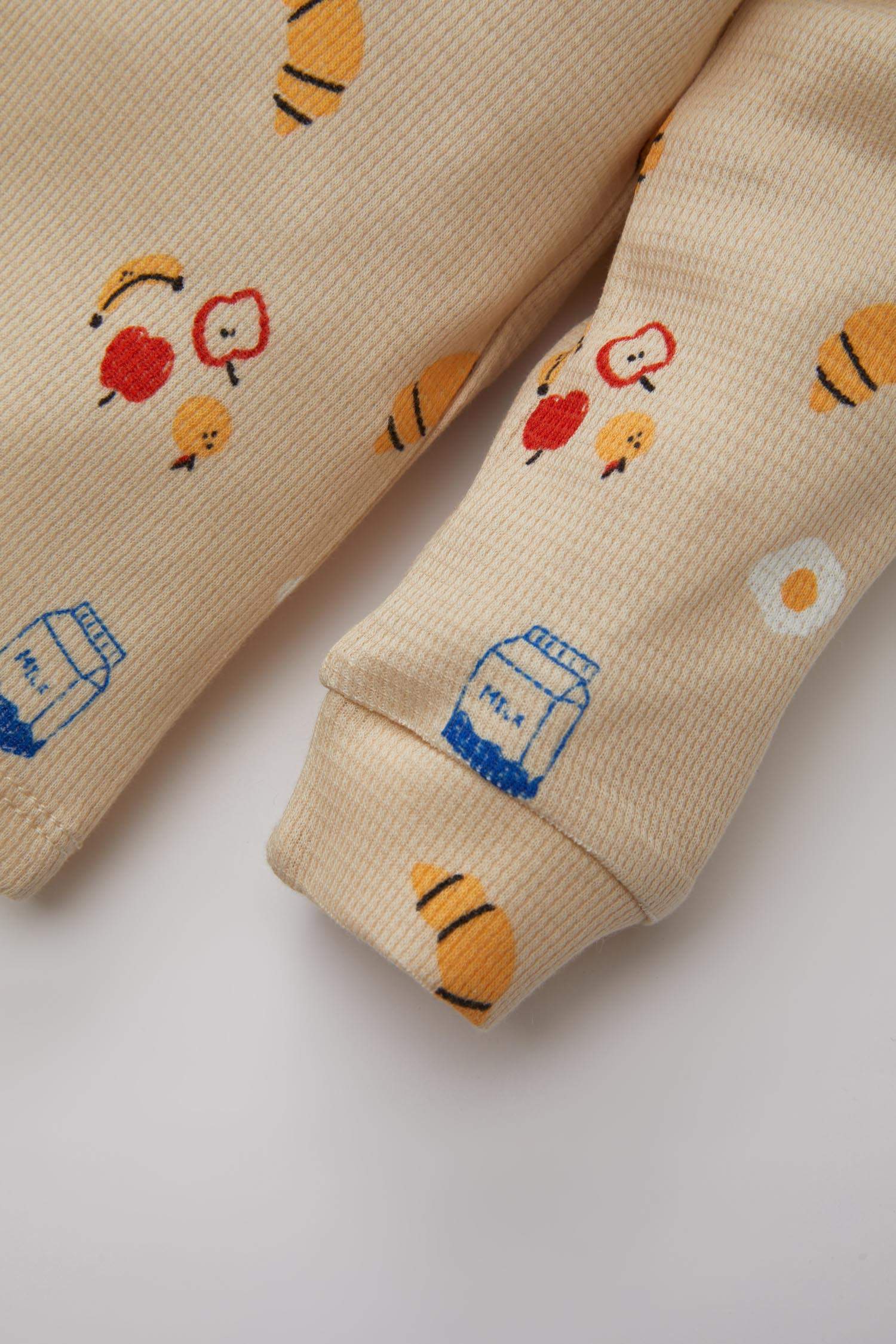 Baby Boy Food Printed Waffle 2 Piece Pajama Set