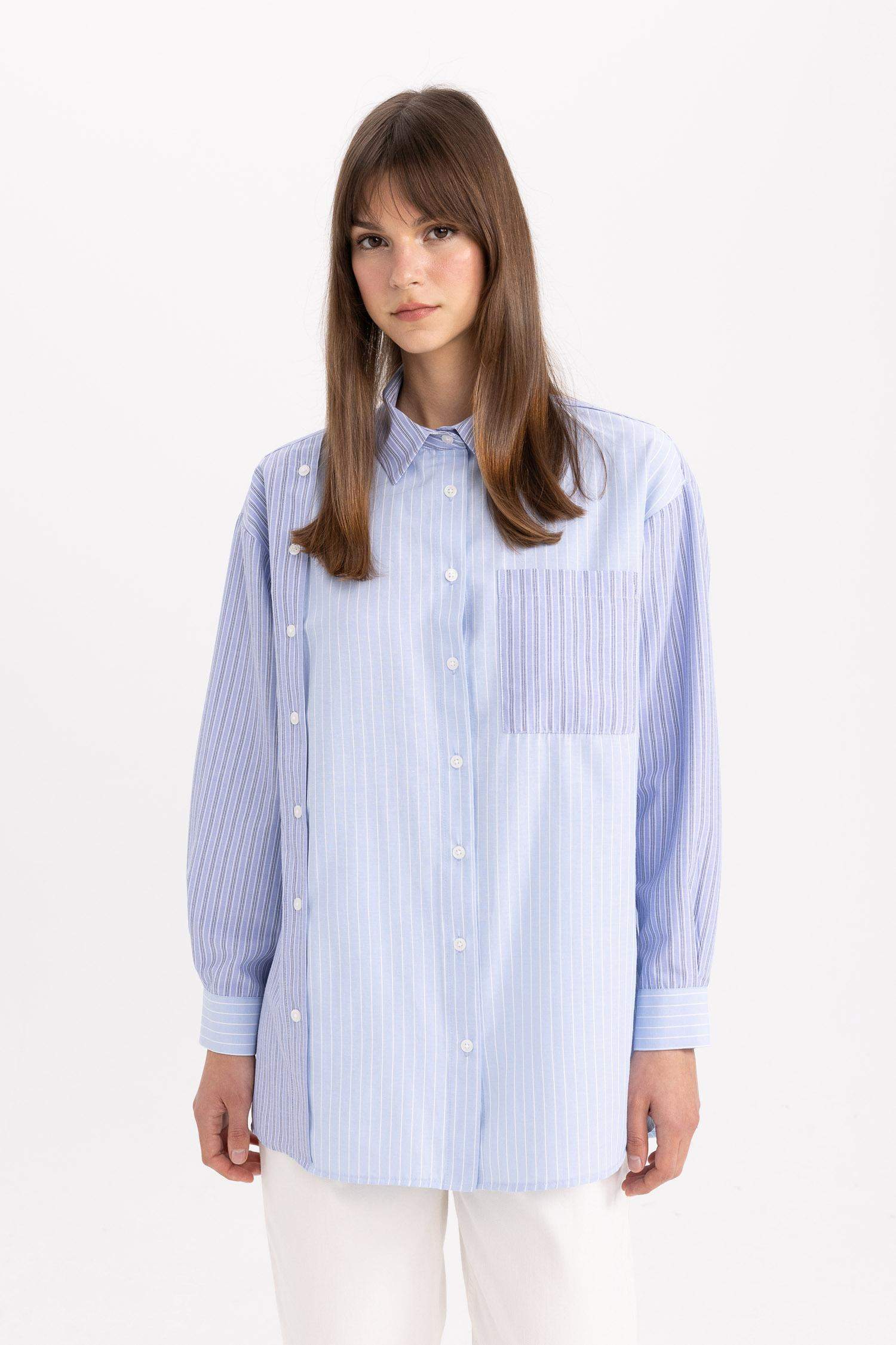 Relax Fit Striped Poplin Shirt Tunic